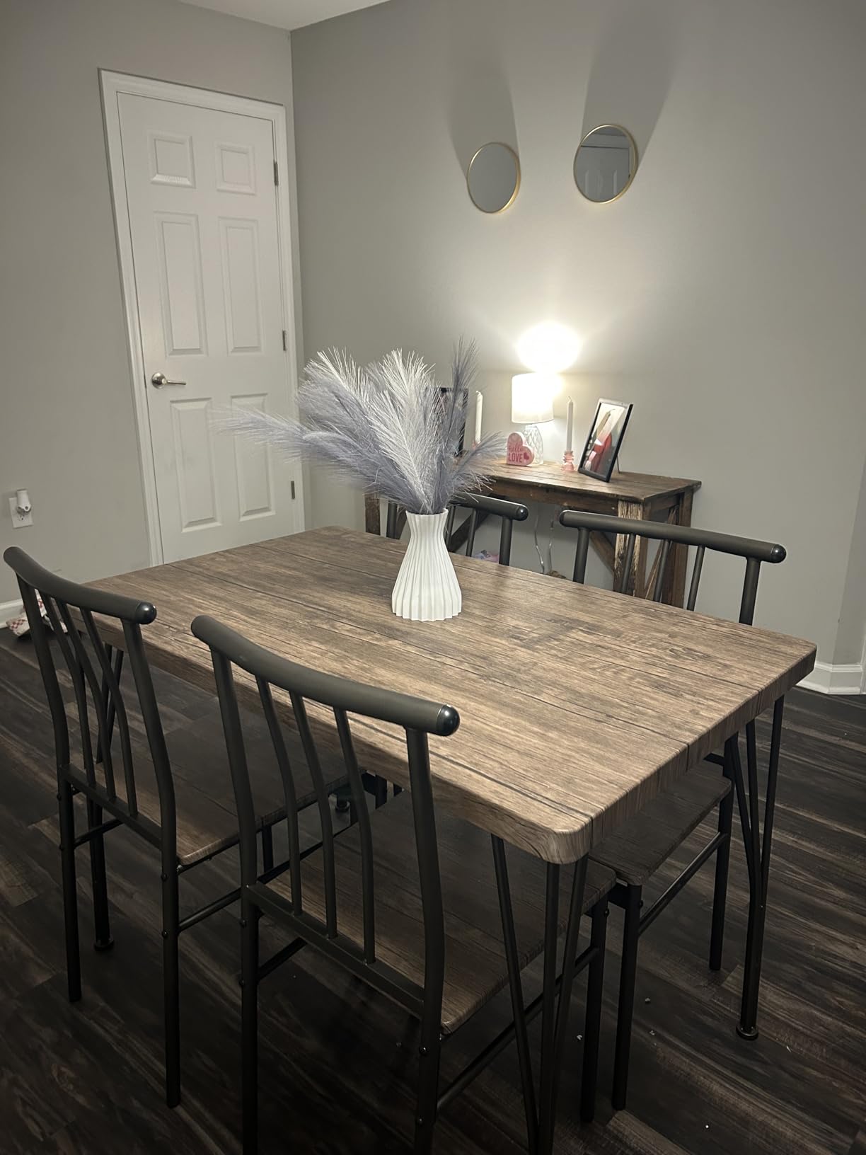Best Choice Products 5-Piece Metal and Wood Indoor Modern Rectangular Dining Table Furniture Set for Kitchen, Dining Room, Dinette, Breakfast Nook w/ 4 Chairs - Brown customer photo 1