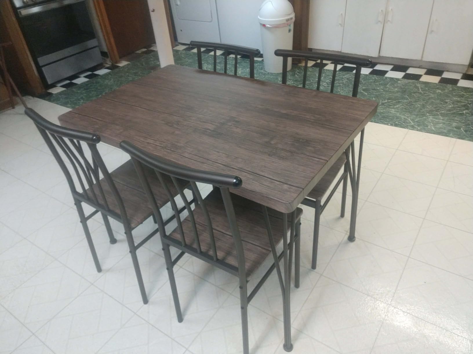 Best Choice Products 5-Piece Metal and Wood Indoor Modern Rectangular Dining Table Furniture Set for Kitchen, Dining Room, Dinette, Breakfast Nook w/ 4 Chairs - Brown customer photo 2