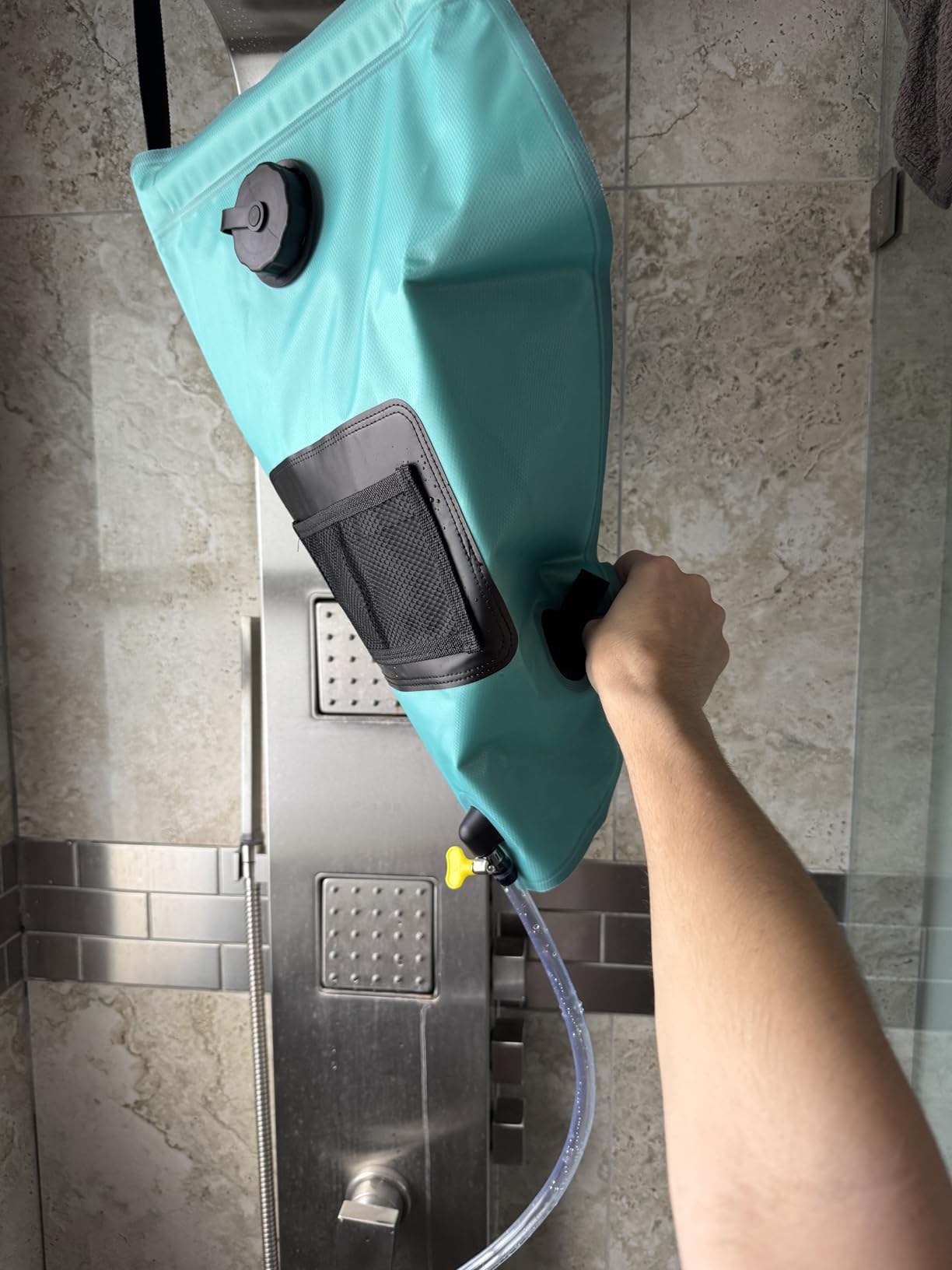 Solar Shower Bag | 5 Gal/20L Solar Heating Camping Shower Bag | Removable Hose | On-Off Switchable Shower Head | Ducha Portatil | Traveling Shower | Portable Shower for Beach Swimming, Hiking customer photo 2