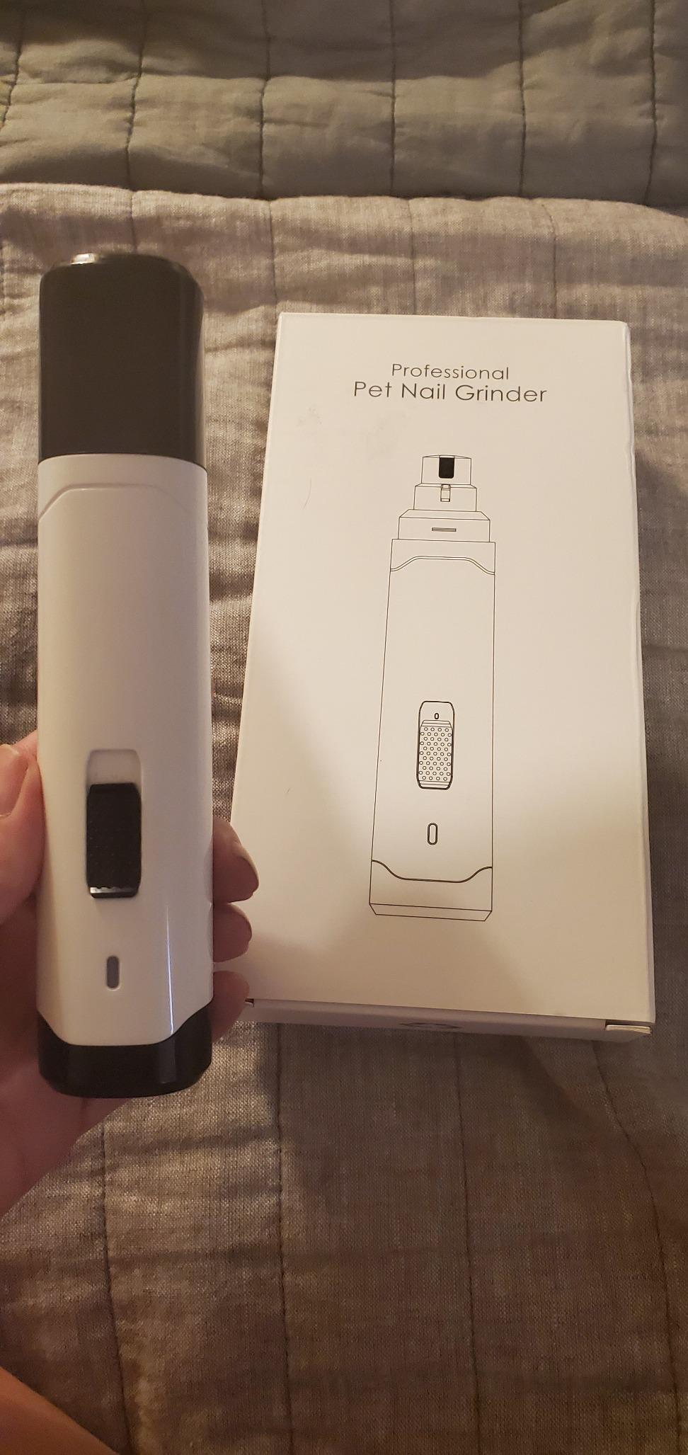 Casfuy Dog Nail Grinder Upgraded - Professional 2-Speed Whisper-Quiet Electric Pet Nail Trimmer Painless Paws Grooming & Smoothing for Small Medium Large Dogs & Cats (White) customer photo 1