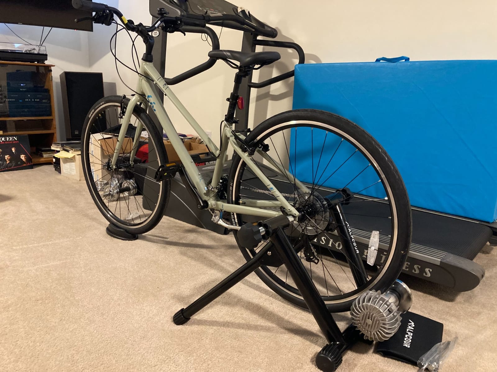 Alpcour Fluid Bike Trainer Stand for Indoor Riding - Portable Foldable Stainless Steel Trainer, Progressive Resistance, Dual-Lock System customer photo 1