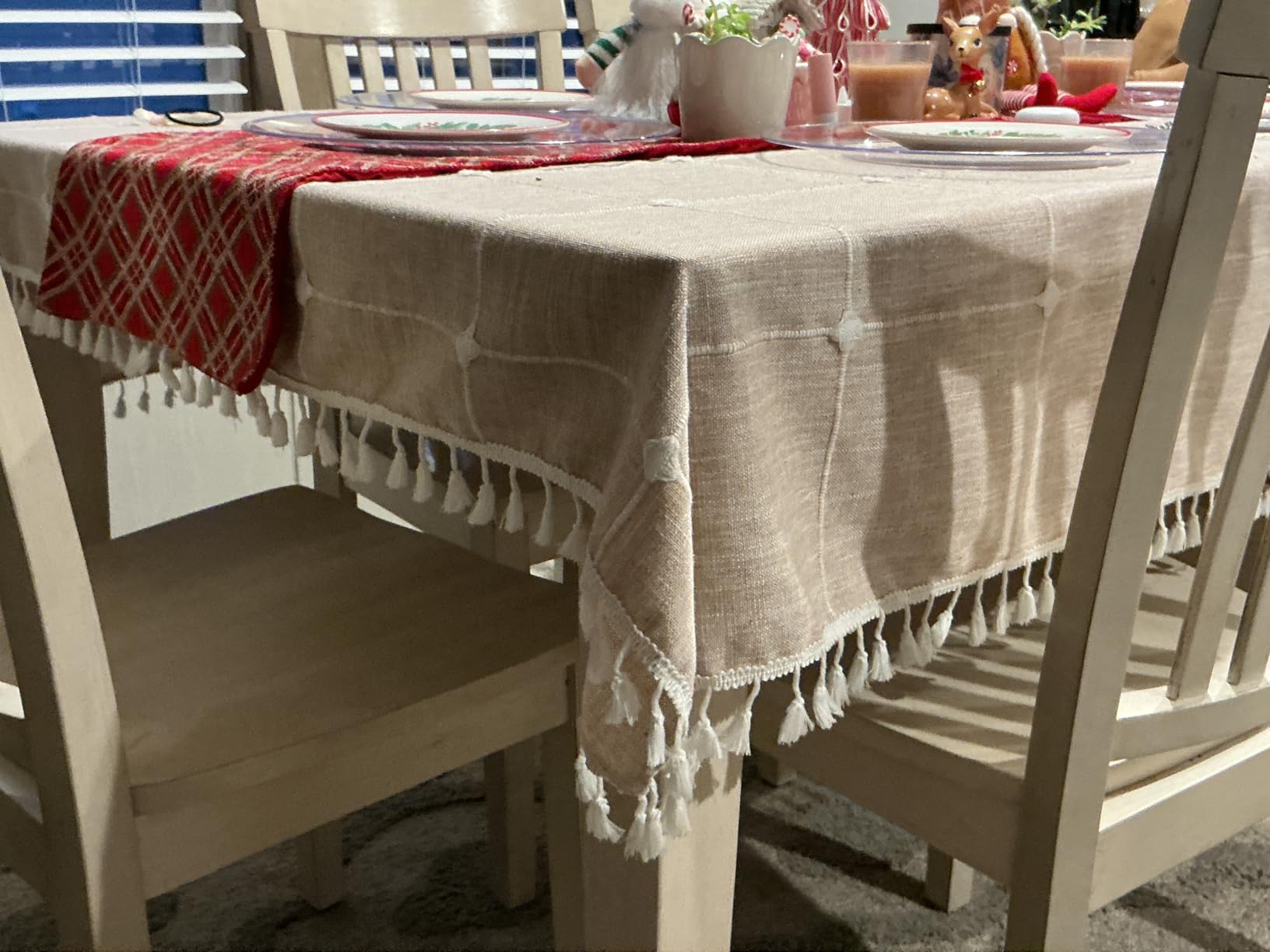 Deep Dream Tablecloths, Waterproof Table Cloth, Linens Wrinkle Free Anti-Fading, Rustic Table Cover Decoration for Kitchen Dinning Christmas (Rectangle/Oblong, 55''x70'',4-6 Seats, Light Coffee) customer photo 1