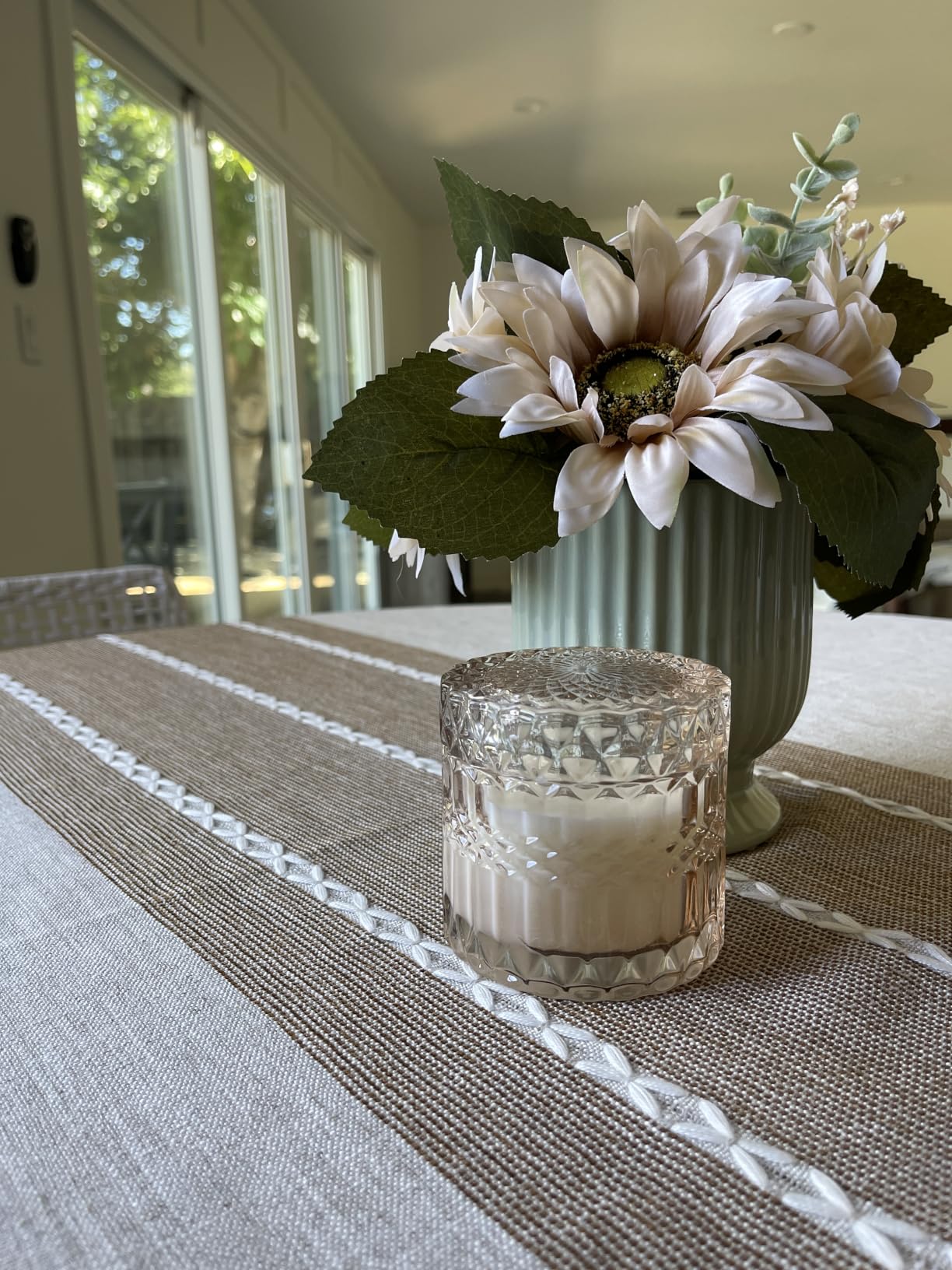 Deep Dream Tablecloths, Waterproof Table Cloth, Linens Wrinkle Free Anti-Fading, Rustic Table Cover Decoration for Kitchen Dinning Christmas (Rectangle/Oblong, 55''x70'',4-6 Seats, Light Coffee) customer photo 2