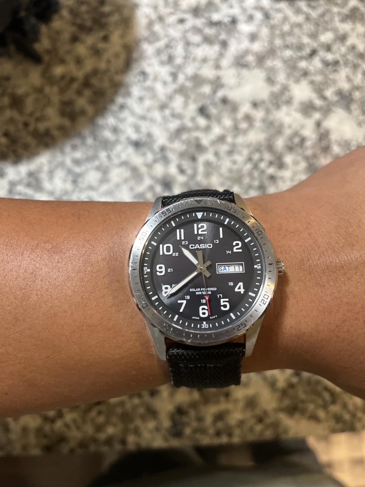 Casio MTPS120L Series | Unisex Analog Watch | 100M WR | Stainless Steel Case | 3 Hand Analog (HR, Min, SEC) | Date Display | Low Battery Alert | Military Styling | Solar Powered customer photo 2
