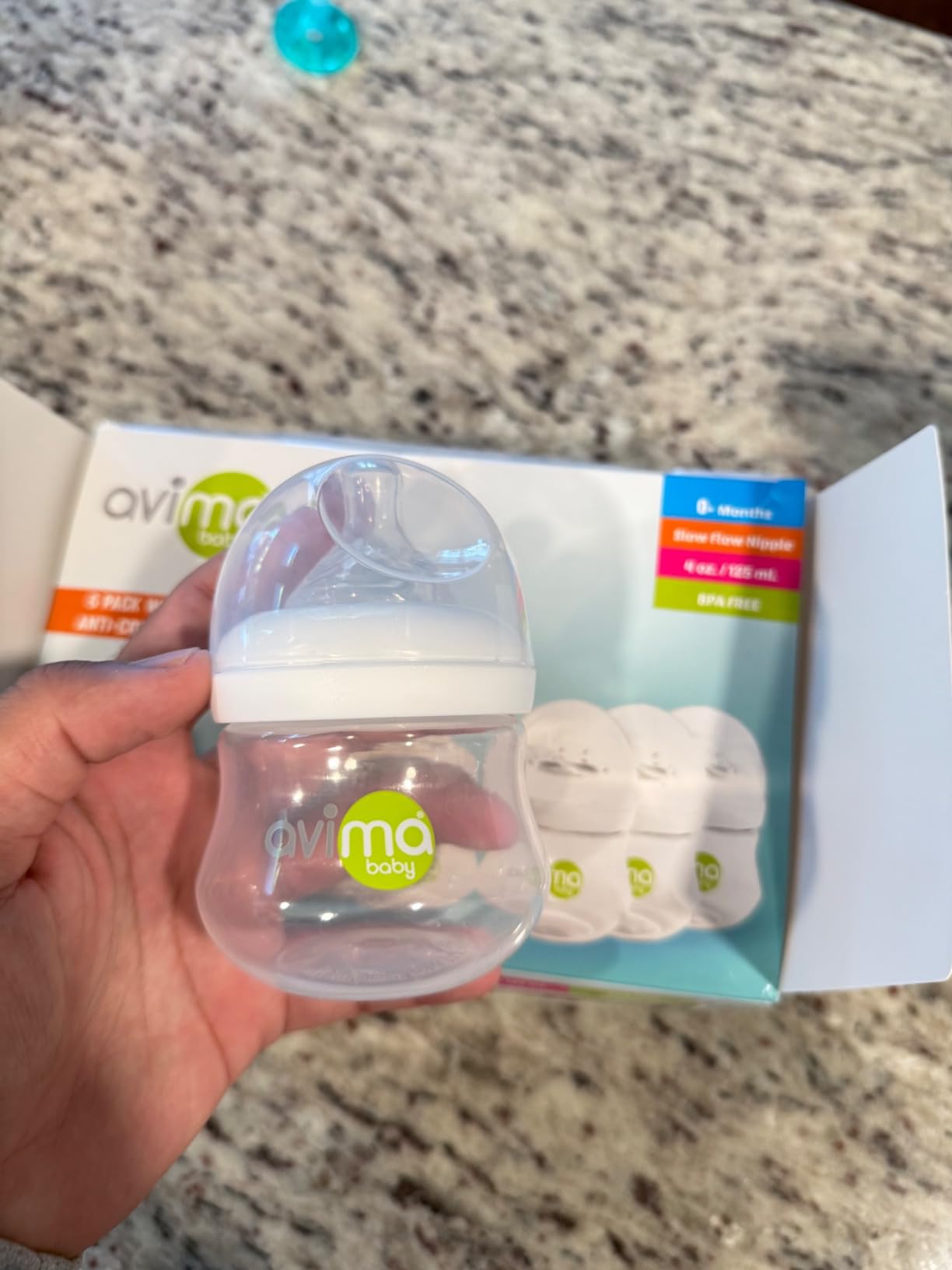 Avima 4 oz Anti Colic Baby Bottles with Slow Flow Nipples. 0-3M (Set of 3) customer photo 2