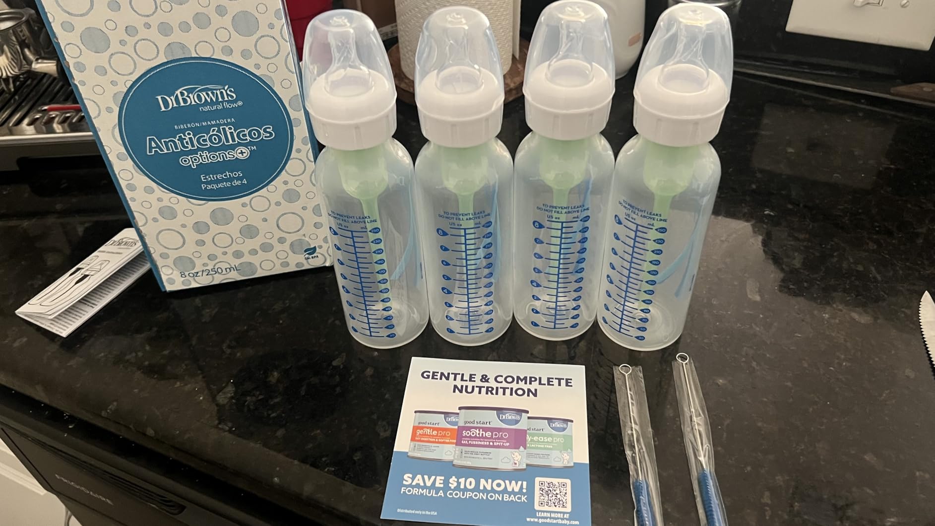 Dr. Brown's Anti-Colic Options+ Narrow Baby Bottle, Blue Nature, 4-Pack customer photo 2