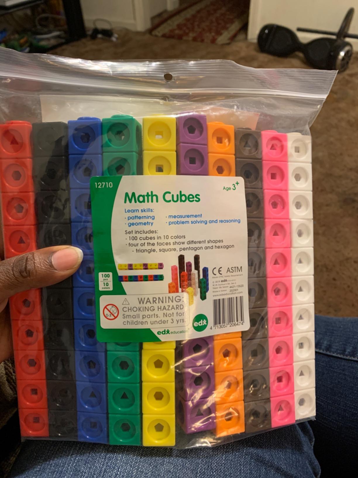 edxeducation Math Cubes, Set of 100 Counting Blocks, 5 Shapes and 10 Colors customer photo 1