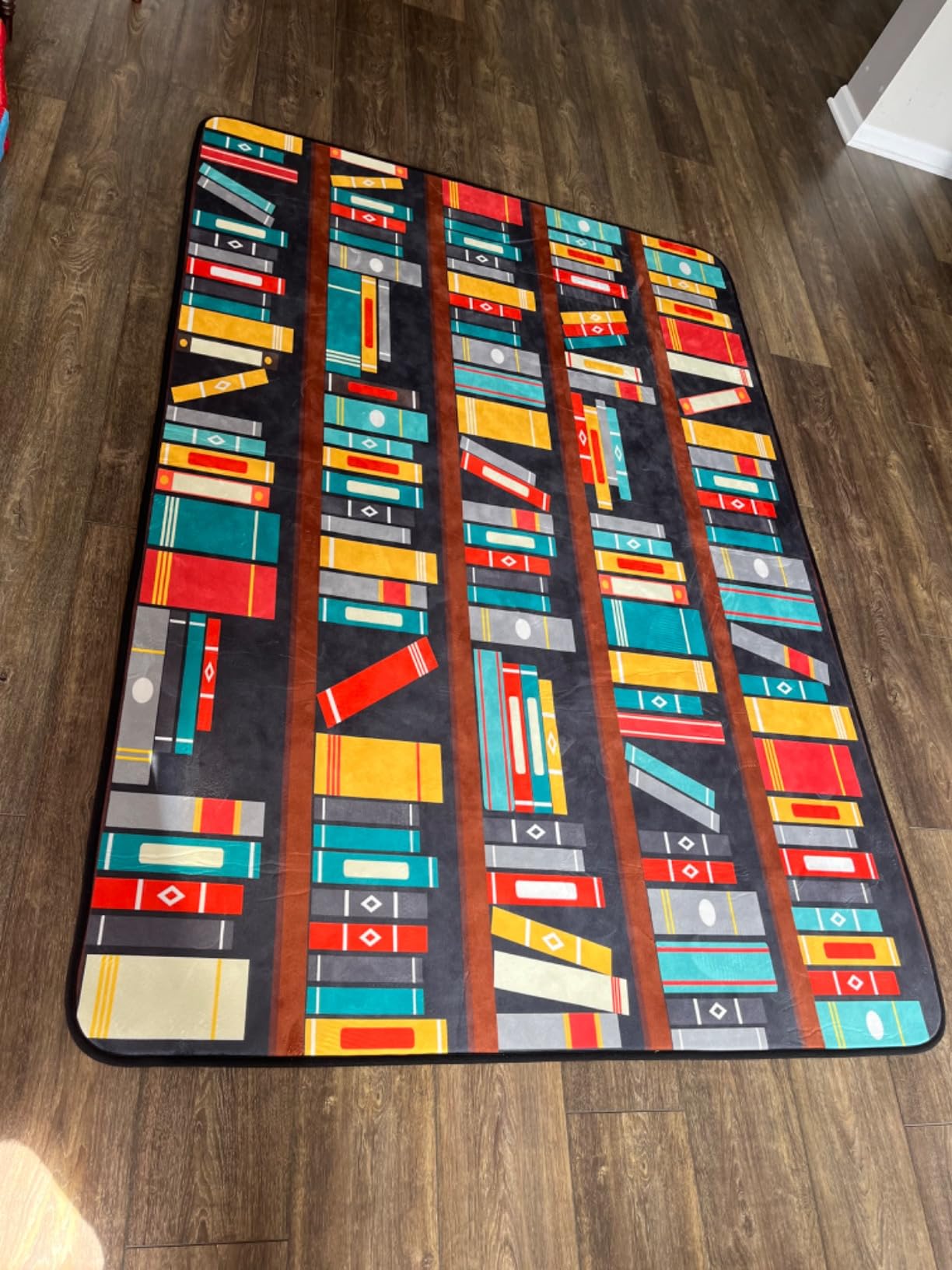 ALAZA Vintage Bookshelf Bookworm Library Back to School Area Rug Rugs for Living Room Classroom Bedroom 4'10
