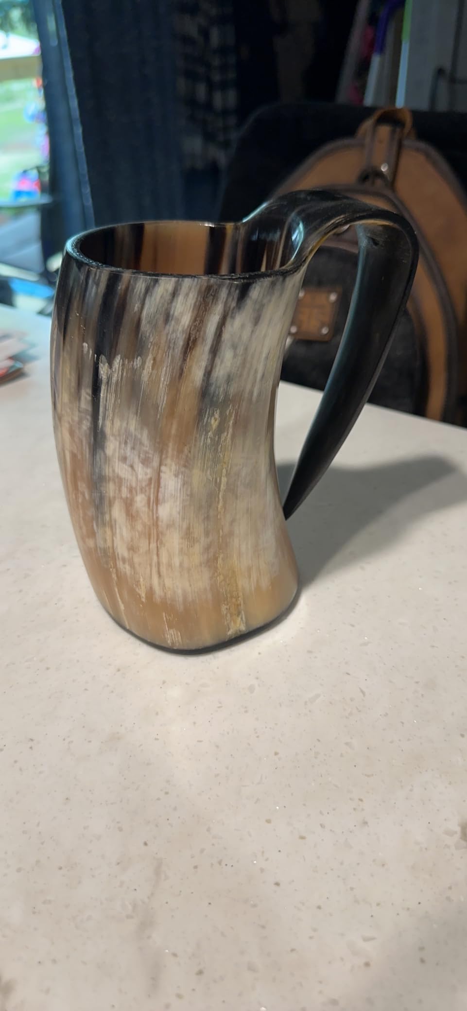 Trondebal Viking Drinking Horn Mug 15-20 oz Ox Horn Beer Cup, Gift for Men customer photo 2