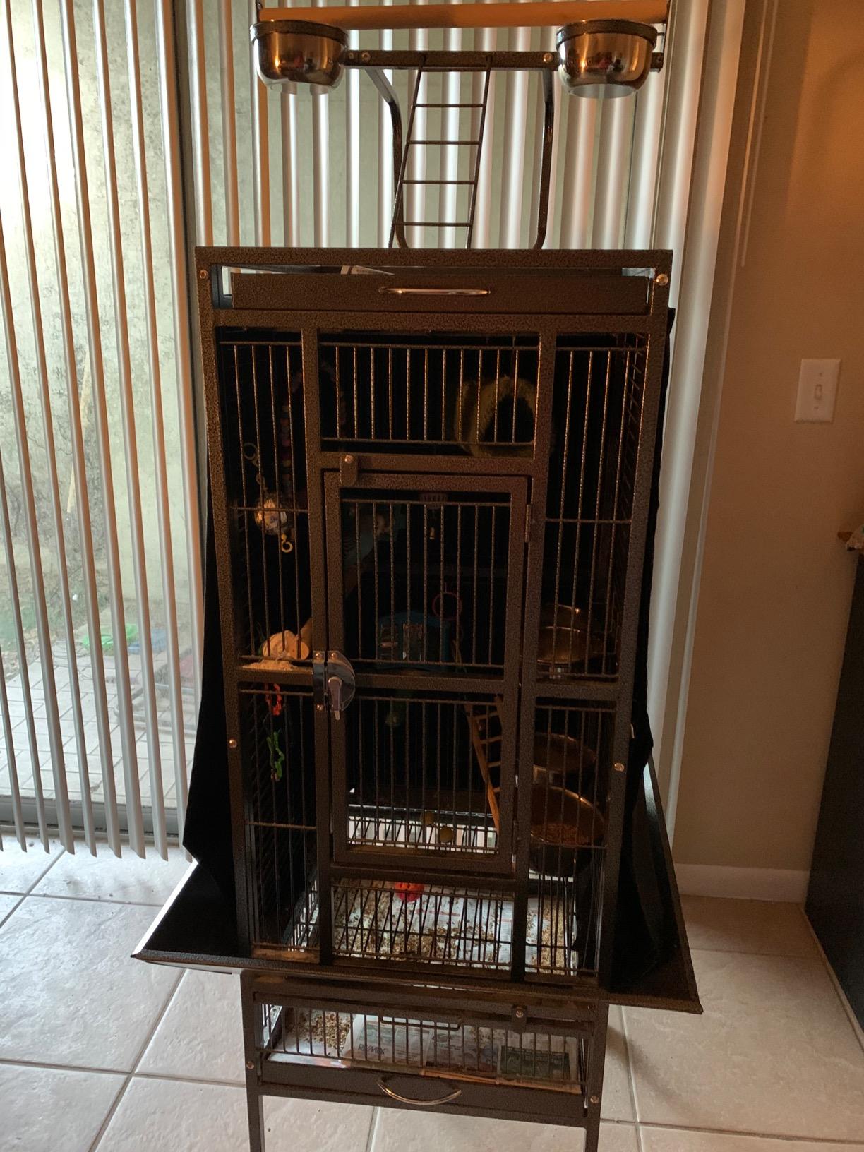 Colorday Good Night Bird Cage Cover for Large Bird Cage with Play Top (Patented), Black 68