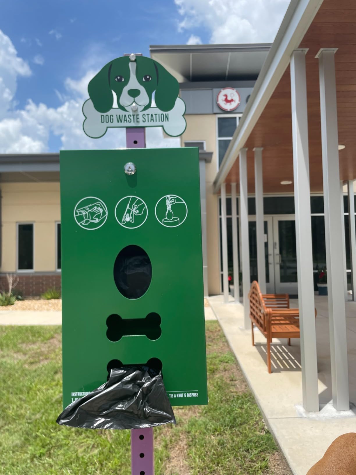 Flybold Dog Waste Station - Outdoor Dog Poop Trash Can with Poop Bag Dispenser - 400 Roll Bags, 100 Pull Bags, 50 Can Liners - Pet Waste Bag Disposal System for Parks and Public Spaces - 13x26 Inches customer photo 1