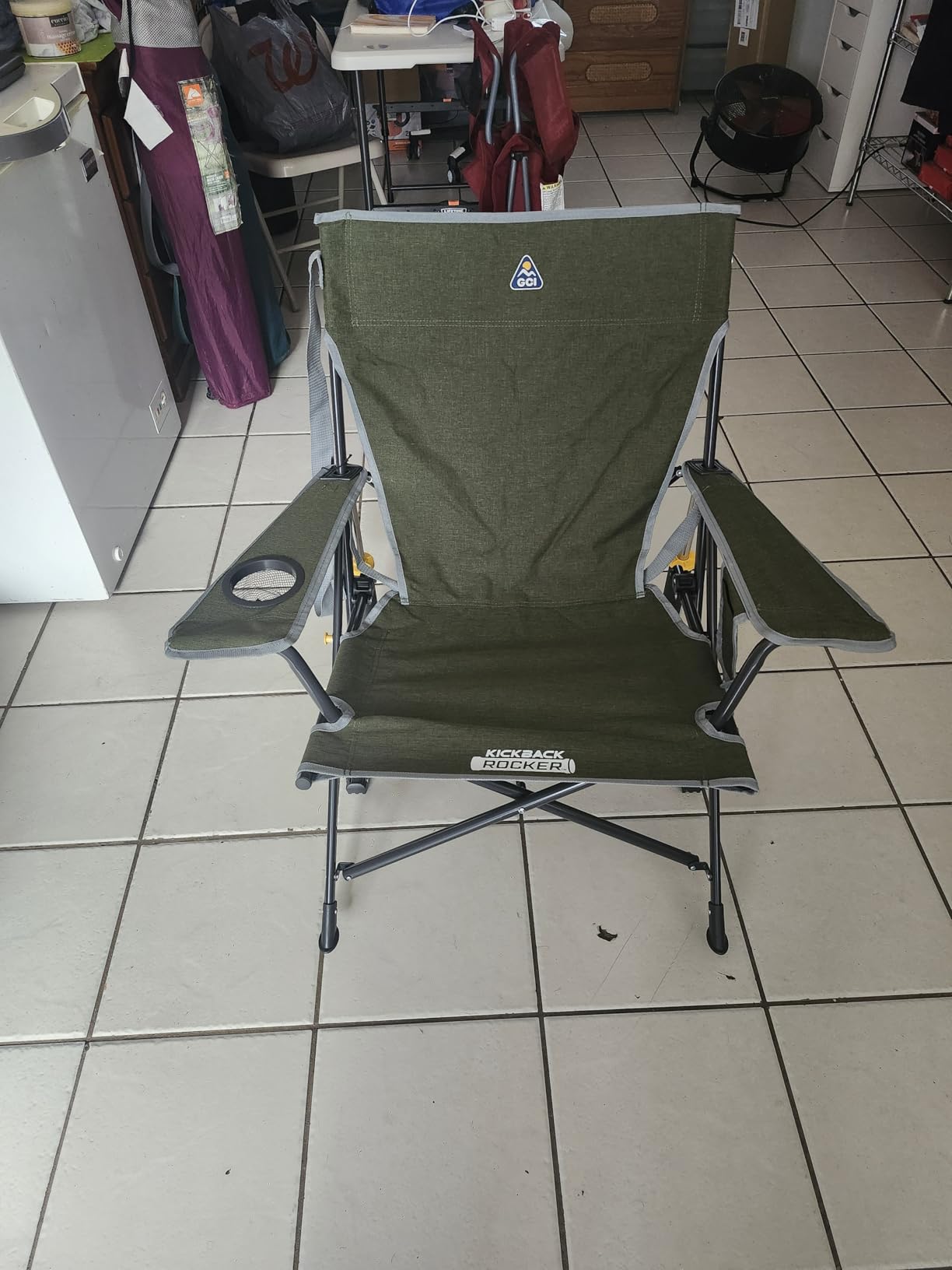 GCI Outdoor Kickback Rocker Camping Chair | Portable Folding Rocking Chair with Durable Armrests, Drink Holder & Relaxed Lowered Seat for Comfort - Loden Green customer photo 2