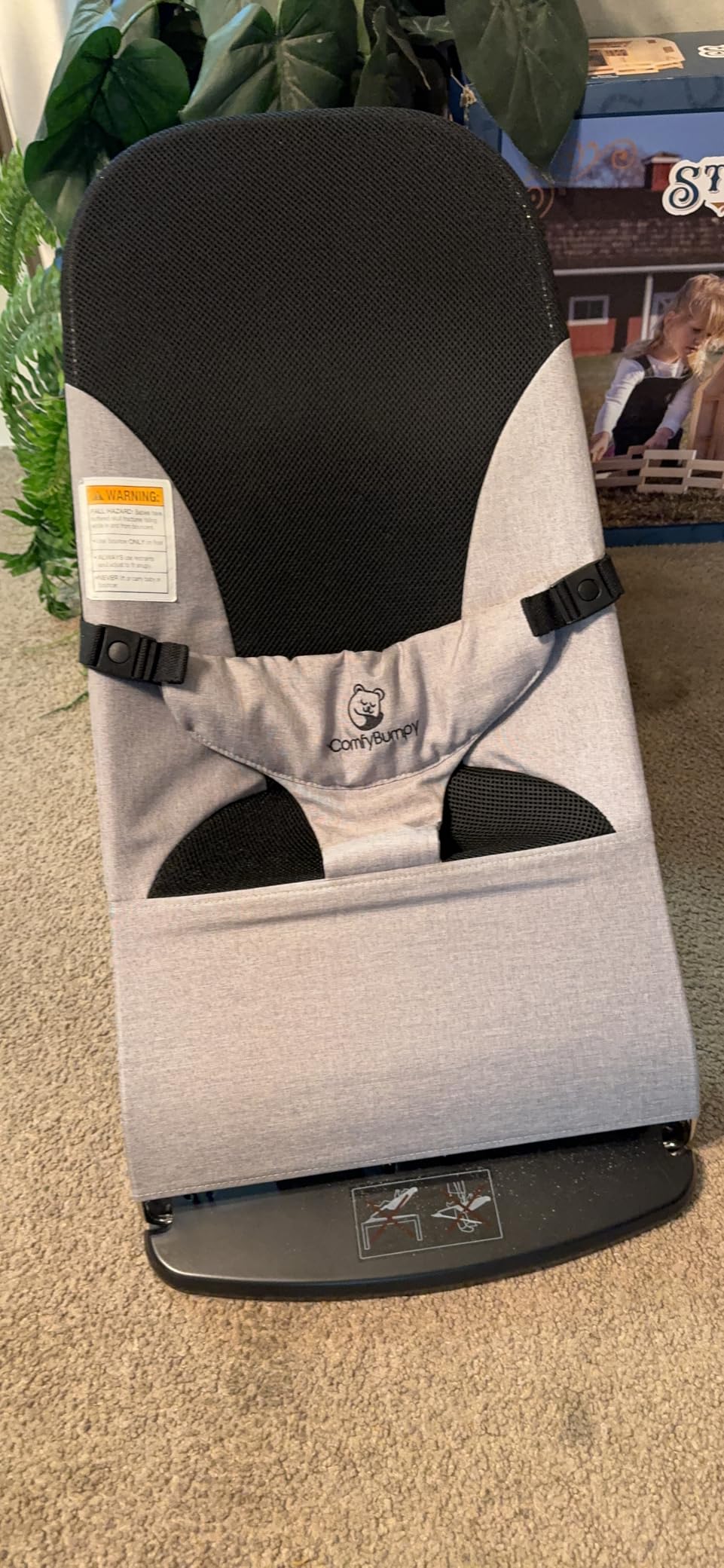 ComfyBumpy Portable Baby Bouncer, Organic Cotton, 3-Position Recline customer photo 1