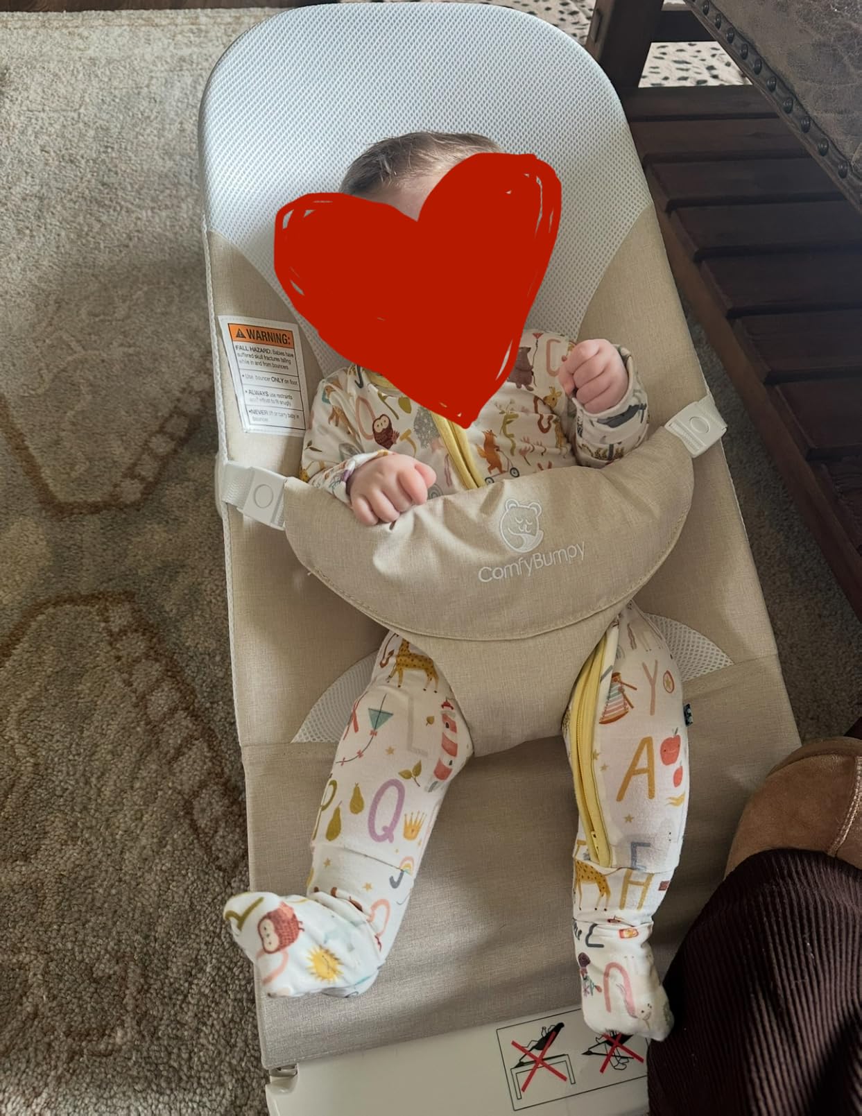 ComfyBumpy Portable Baby Bouncer, Organic Cotton, 3-Position Recline customer photo 2