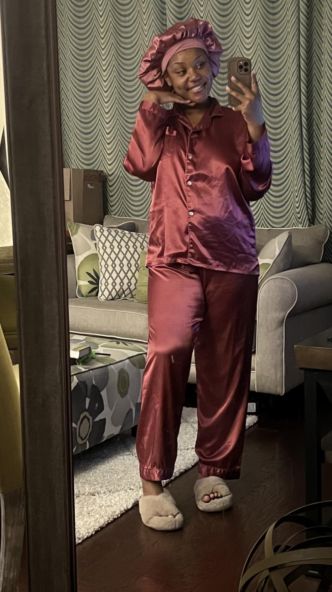 TONY AND CANDICE Women's Classic Satin Pajama Set Sleepwear Loungewear customer photo 1