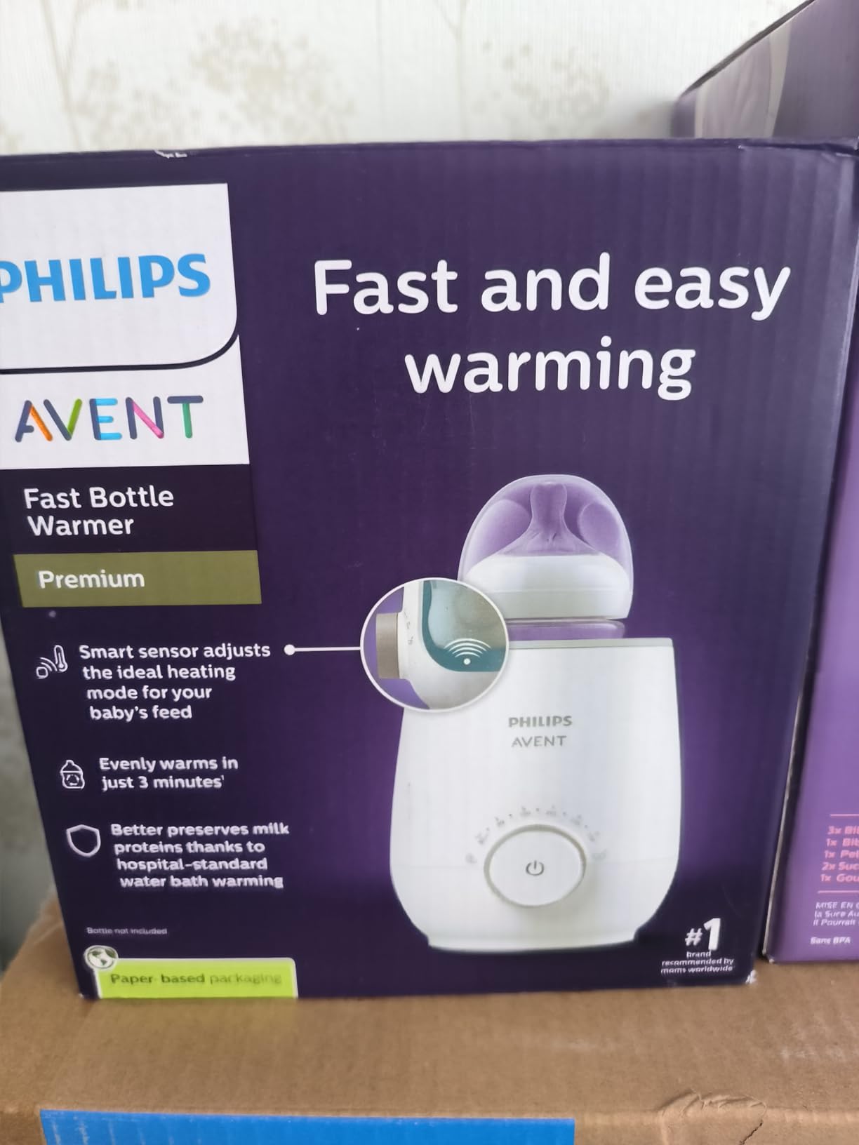 Philips Avent Premium Fast Bottle Warmer with Smart Temperature Control | Warms Milk in 3 Minutes, Water Bath Technology, No Hot Spots, Auto Shut-Off, Fits Most Bottle Brands, SCF358/00 customer photo 1