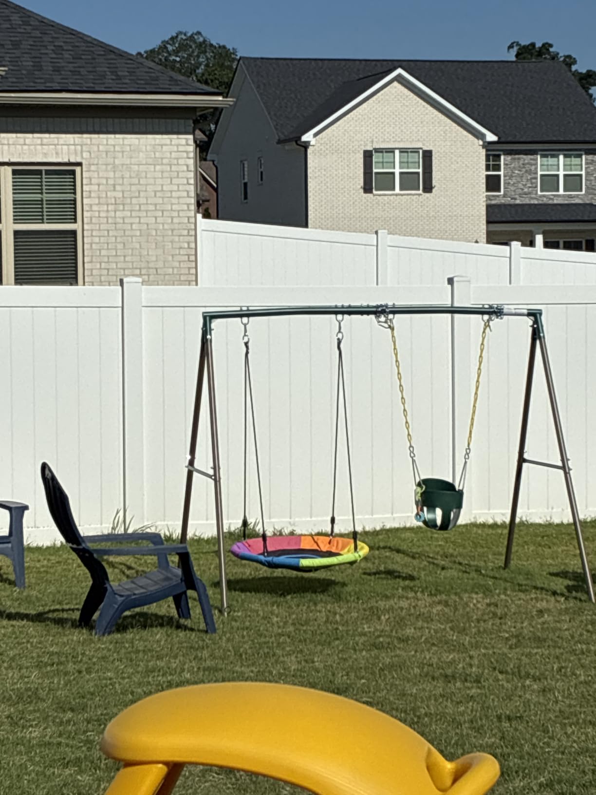 Trekassy 440lbs Swing Sets for Backyard, 2 Seat Saucer & Belt Swing - Green | Dual Swing Options, Heavy Duty A-Frame Metal Stand, Weather-Resistant, Easy Assembly, Outdoor Playset for Kids Family Fun customer photo 1
