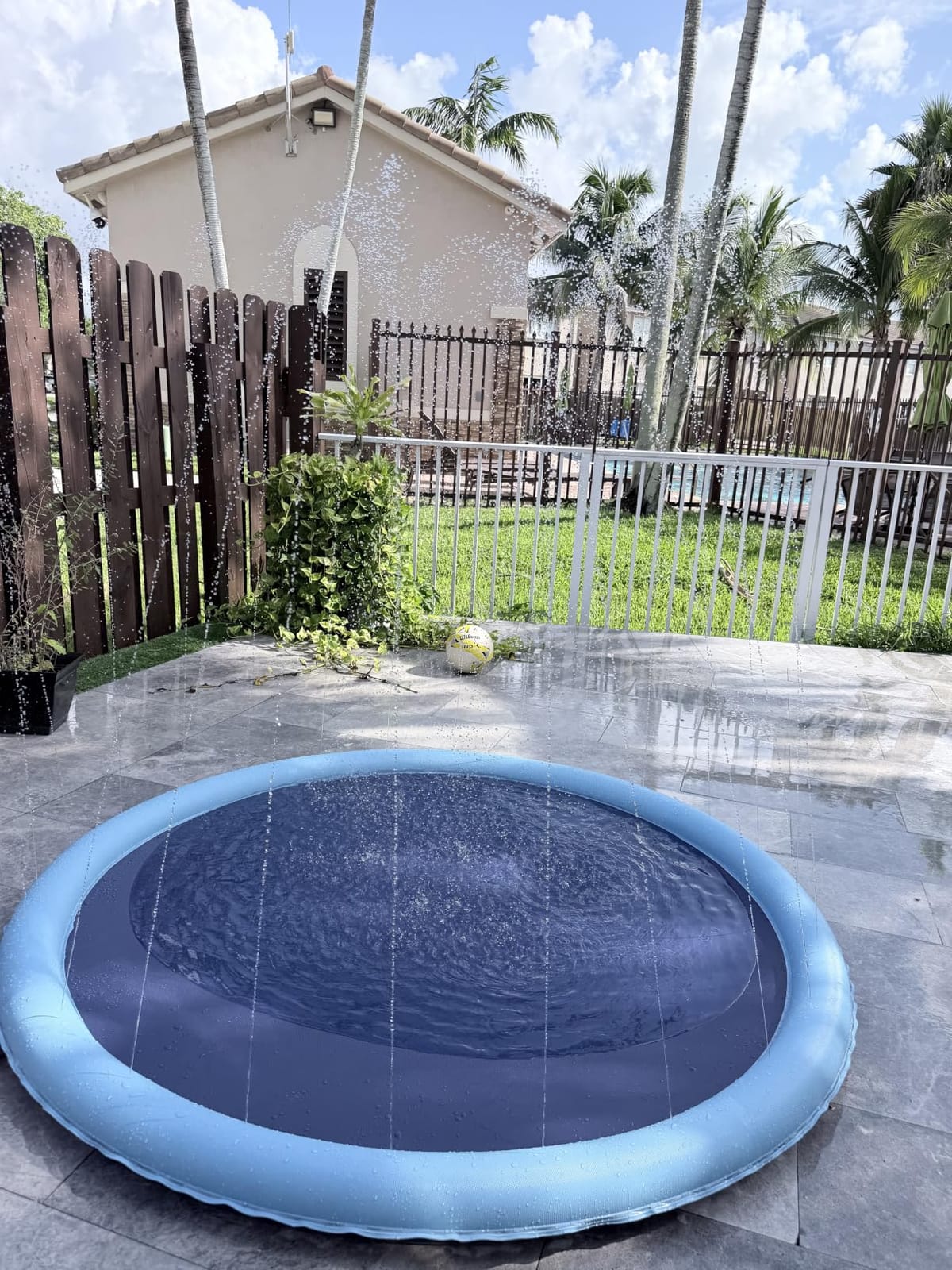 Peteast Dog Pool, Anti-Slip Splash Pad for Dogs, 67 in, Blue customer photo 2