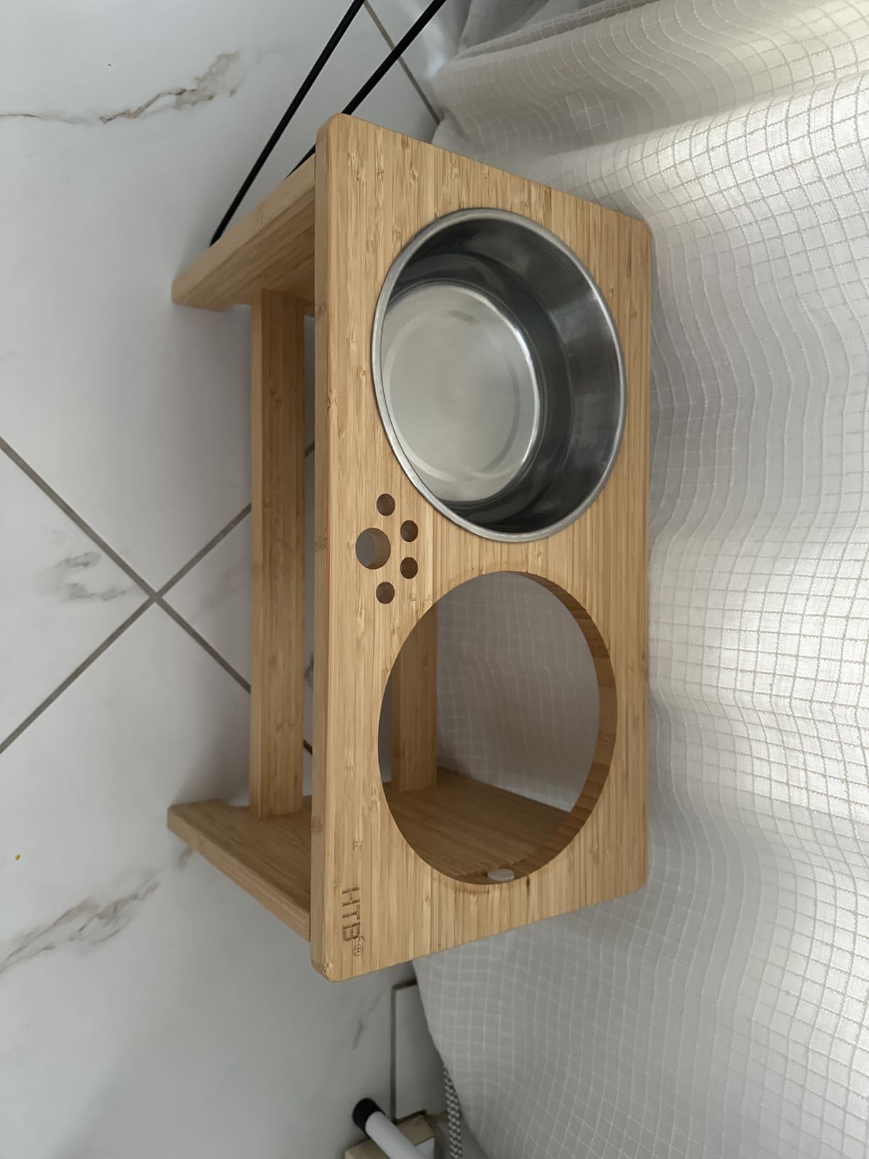 HTB Elevated Dog Bowls,Raised Dog Bowl Stand with 2 Stainless Steel Bowls,Elevated Raised Dog Bowls for Large Medium Small Sized Dogs customer photo 2