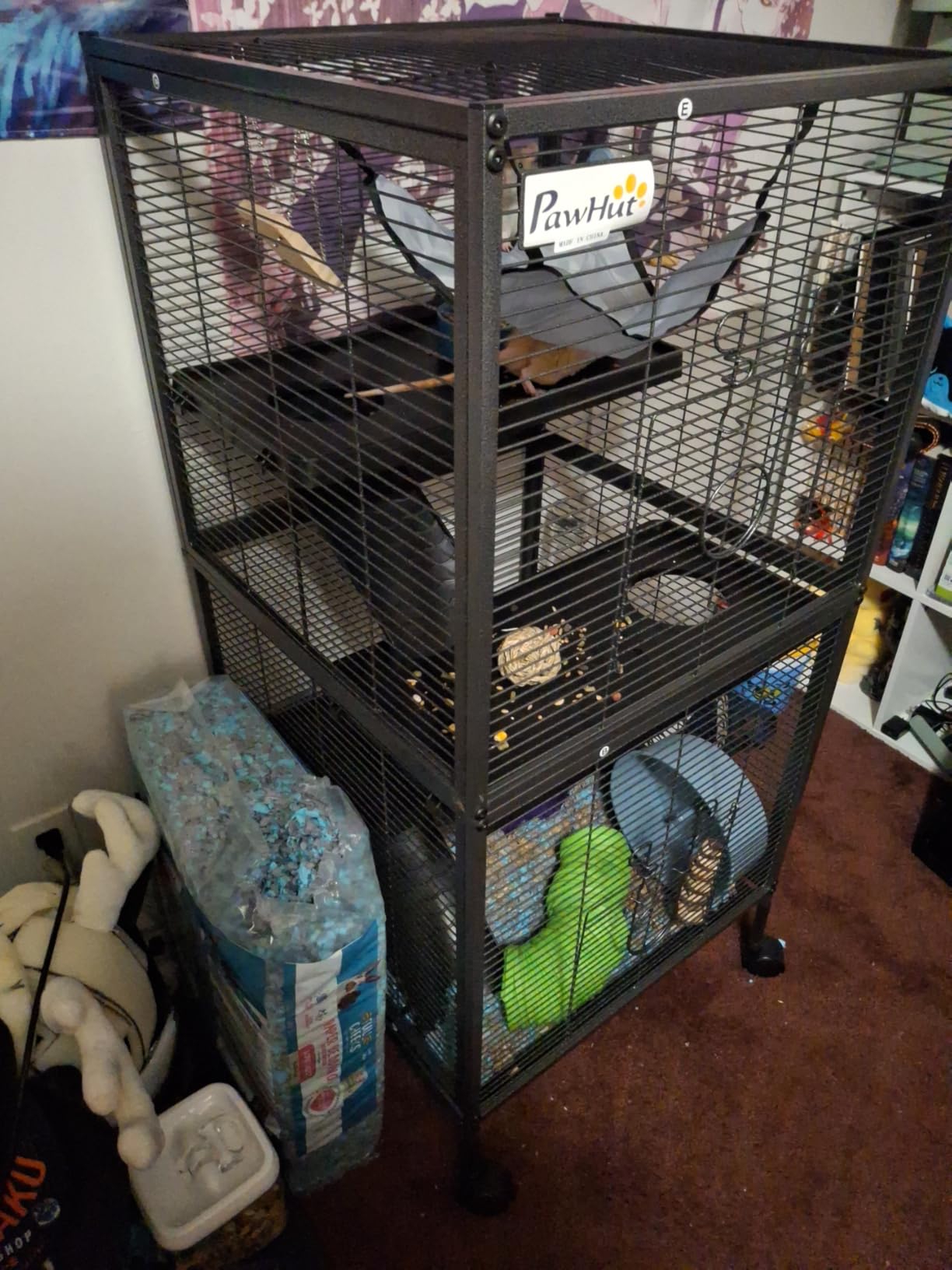 PawHut Metal Small Animal Cage, 4-Tiers Rolling Big Ferret Cage, Gray customer photo 1