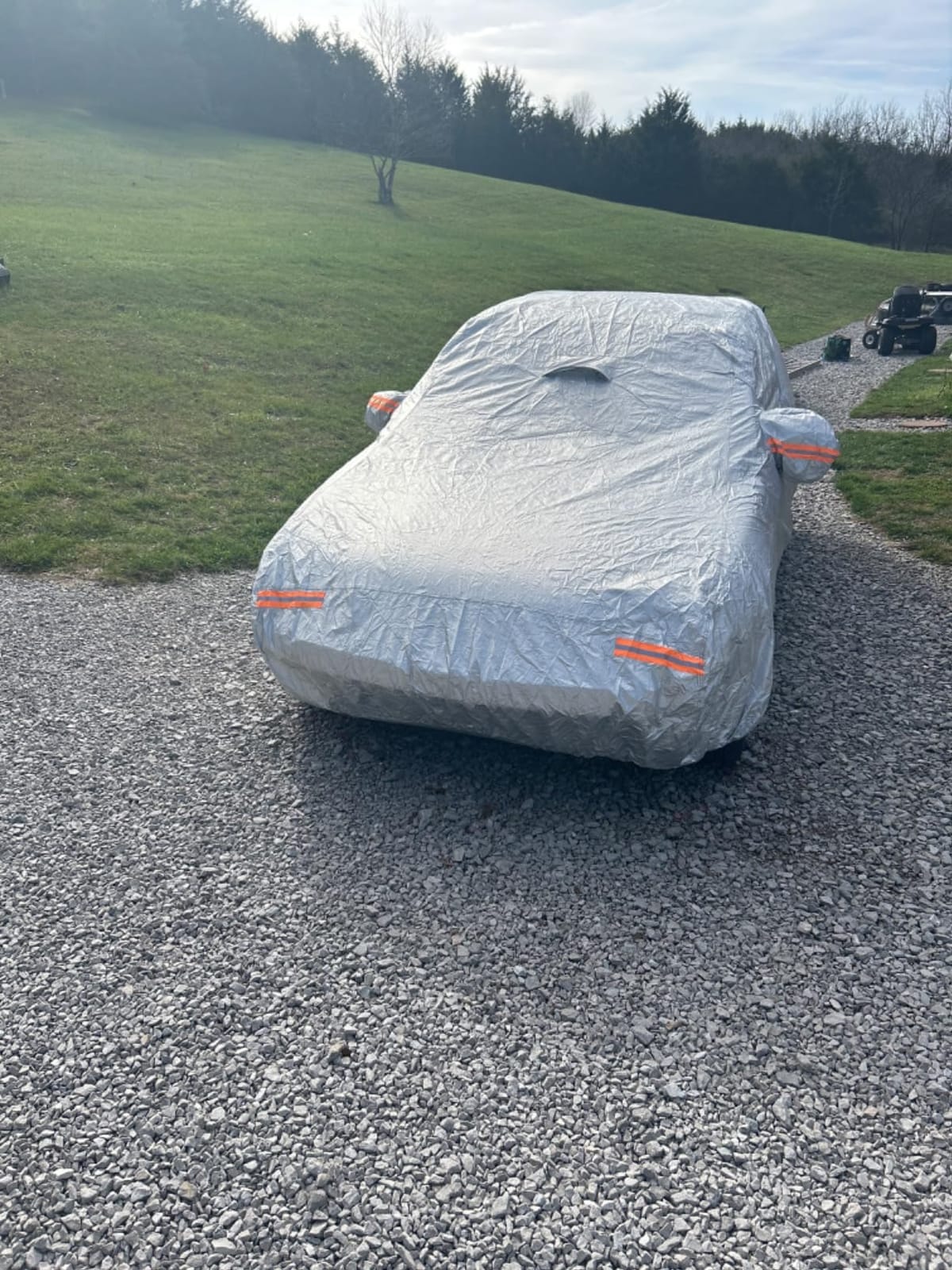 MORNYRAY Waterproof Car Cover All Weather Snowproof UV Protection Windproof Outdoor Full car Cover, Universal Fit for Sedan (Fit Sedan Length 194-206 inch, Blue) customer photo 1