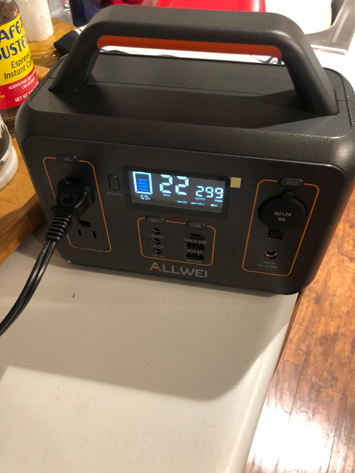 ALLWEI Portable Power Station 300W, 256Wh Solar Generator LiFePO4 Battery | Pure Sine Wave AC Outlet, PD 60W Fast Charging, MPPT & BMS Protection, Compact for Camping Outdoor Home Backup Emergency CPAP customer photo 1