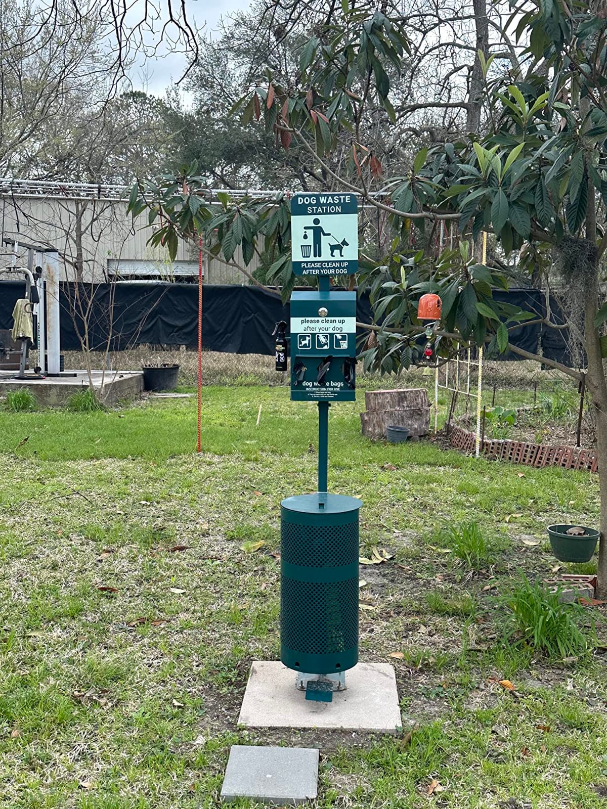 Pet Waste Station with Pedal - Includes 600 Roll Bags & 50 Can Liners - Glow in the Dark Dog Waste Station with Dog Poop Sign, Bag Dispenser, Hand Sanitizer Bottle & Outdoor Trash Can with Lid customer photo 2