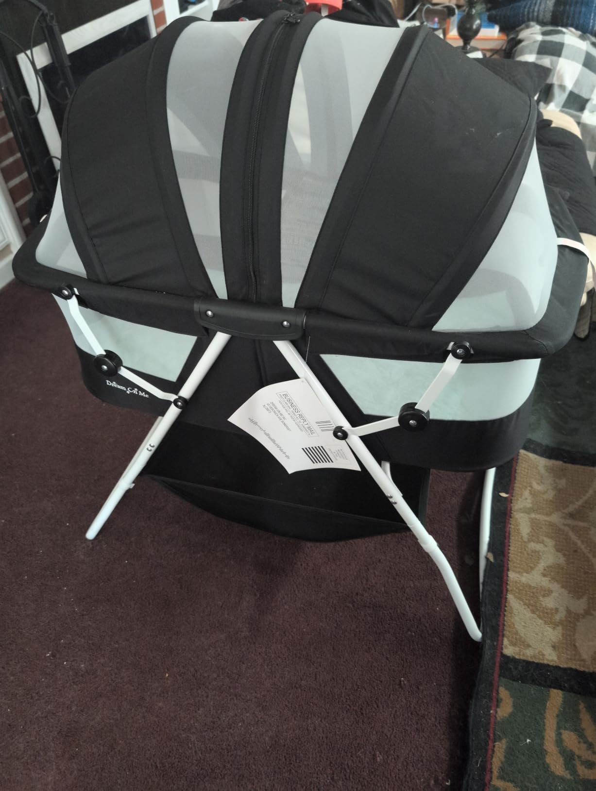 Dream On Me Karley Portable Infant Bassinet, Double Mesh Canopy, Cool Grey customer photo 1