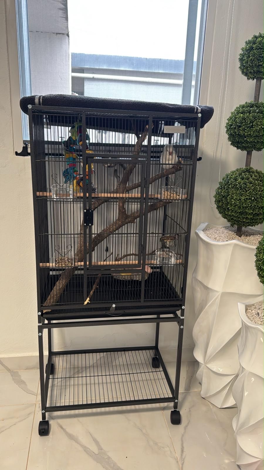 VIVOHOME 54 Inch Wrought Iron Large Bird Cage with Rolling Stand customer photo 1
