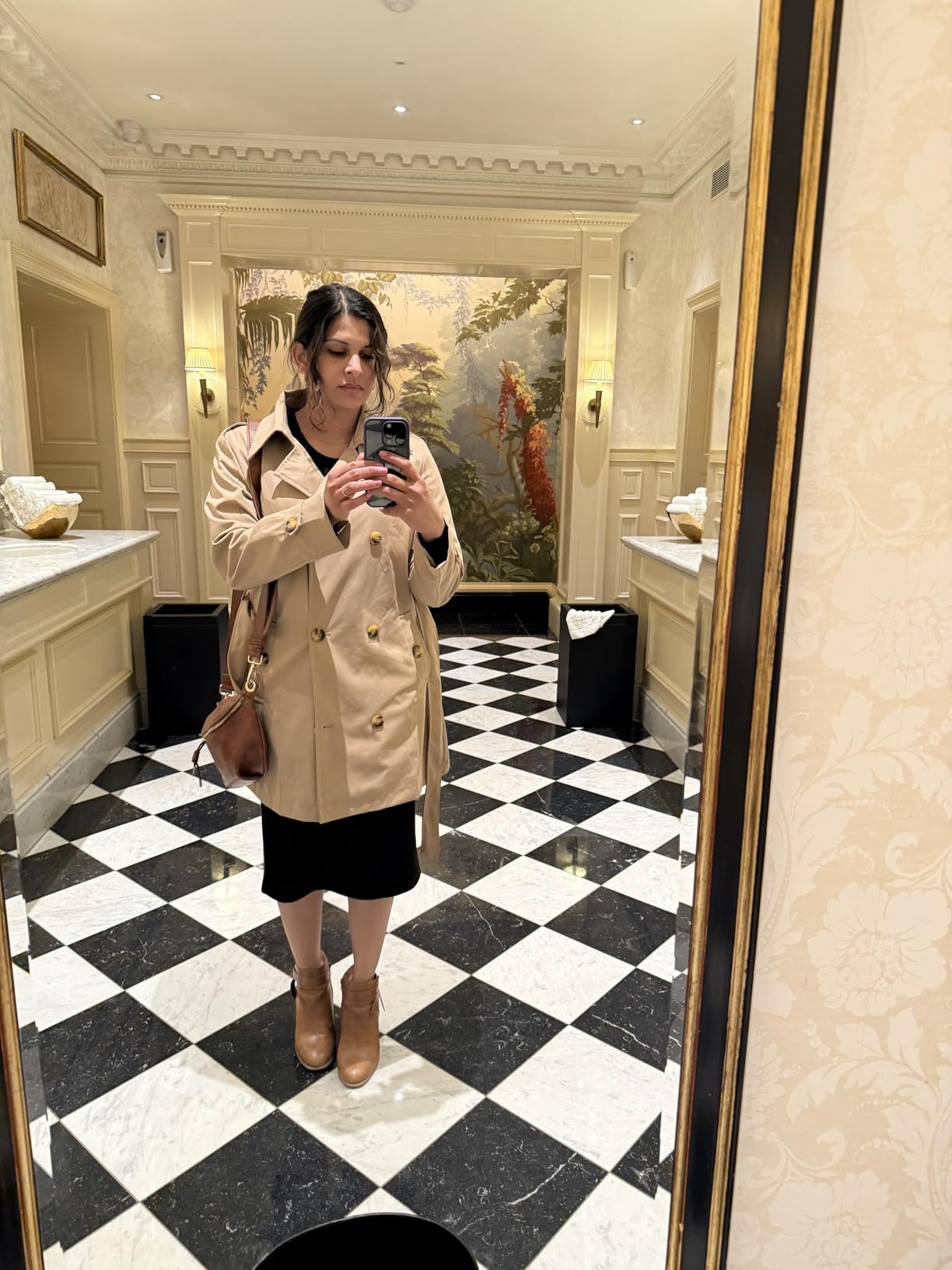 CREATMO US Women's Trench Coat Double-Breasted Classic Lapel Overcoat Belted Slim Outerwear Coat with Detachable Hood customer photo 2