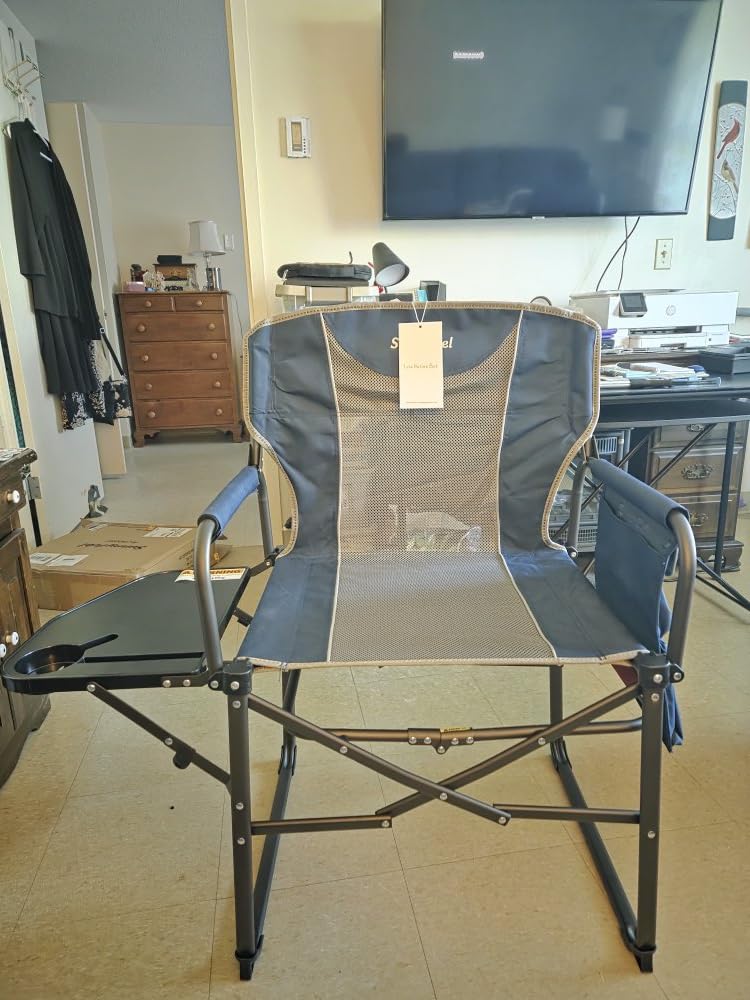 SUNNYFEEL Oversized Camping Chair Portable Directors Chairs with Side Table | Heavy Duty Folding Lawn Chair for Adults 300LBS, Breathable Mesh, Pocket & Carry Bag customer photo 1
