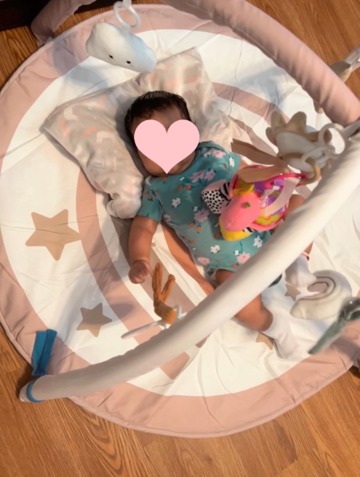 Tummy Time Activity Mat, Macrame Baby Play Gym Mat with 6 Detachable Toys and 12 Milestone Cards for Stage-Based Sensory and Motor Skill Development, Washable Play Mats for Infant, Non Slip Play Mat customer photo 1