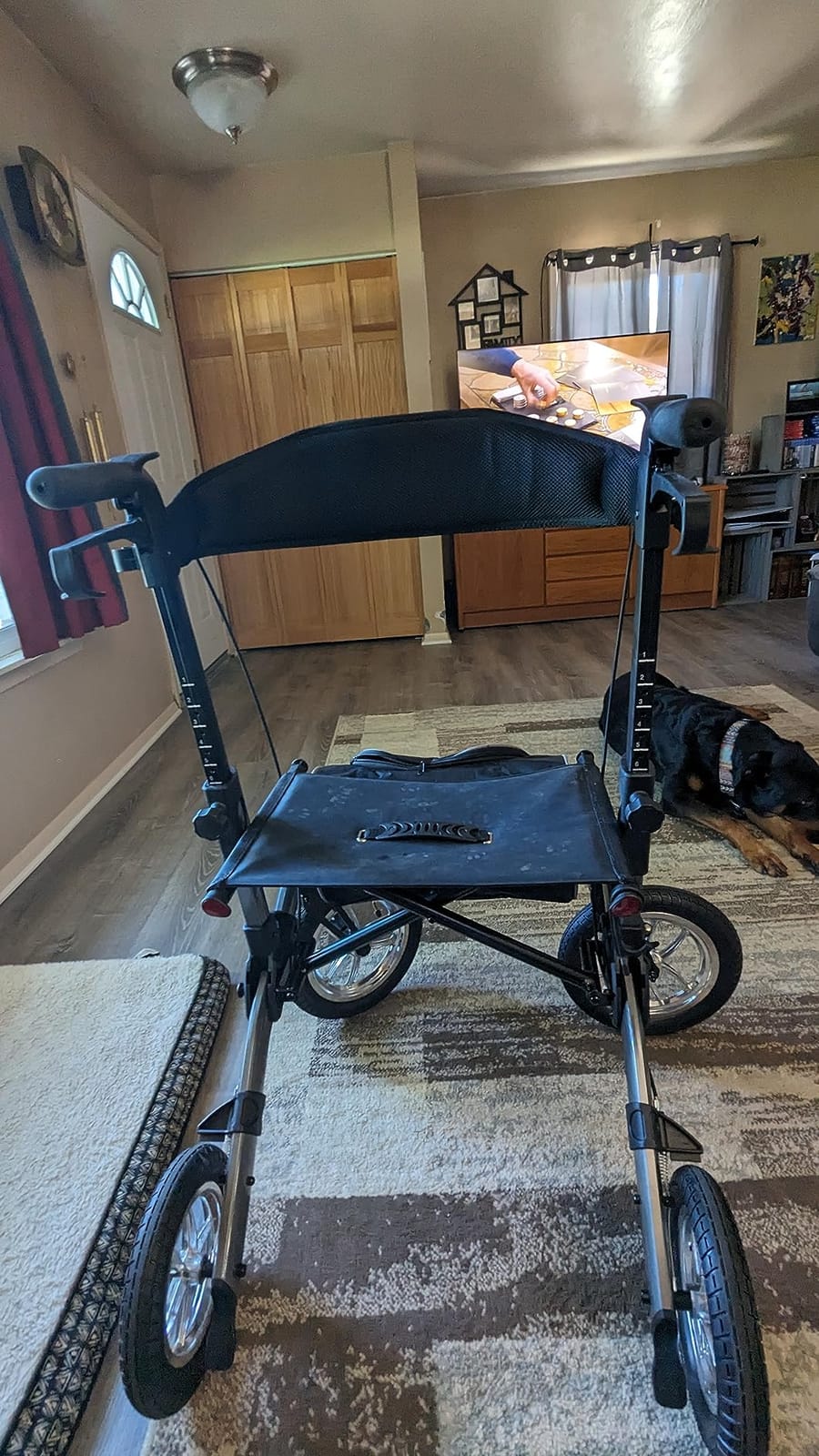 Comodità Tipo All Terrain Rolling Walker, Outdoor Wheeled Rollator with Extra Wide Seat and Brakes for Adults and Seniors, Easy Folding, 4 Wheel, Modena Red customer photo 2
