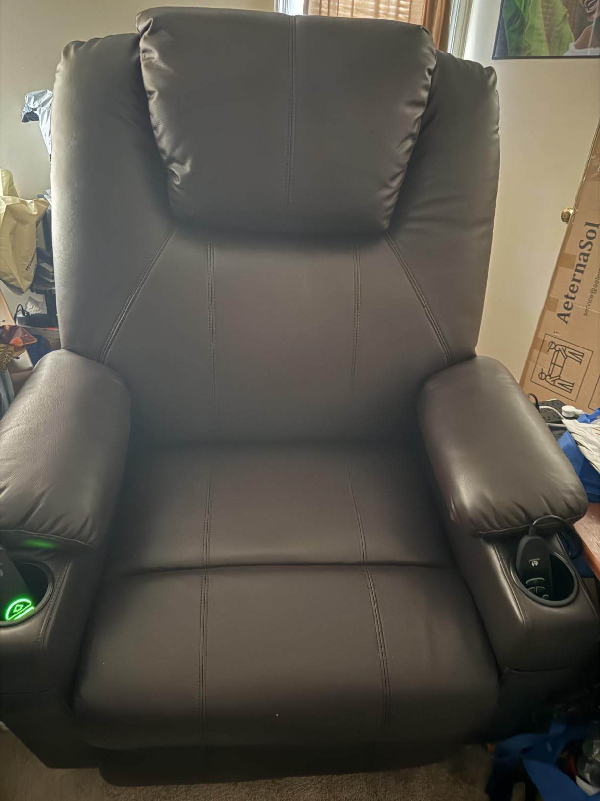 MCombo Electric Power Lift Recliner Chair Sofa with Massage and Heat for Elderly, 3 Positions, 2 Side Pockets, and Cup Holders, USB Ports, Faux Leather 7040 (Grey, Medium) customer photo 2