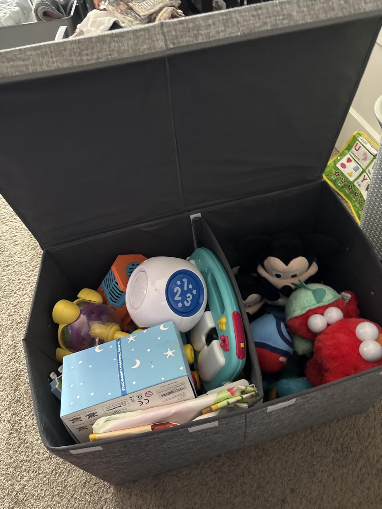 Large Toy Box Storage with Lid, Collapsible Sturdy Toy Chest Storage Bin | Toy Storage with Rivets Handles for Kids, Boys, Girls, Nursery, Playroom, Living Room, Bedroom, 25