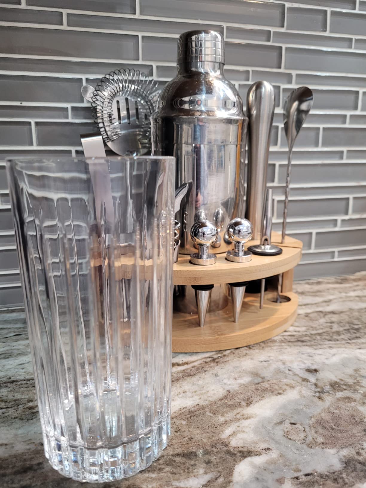 Viski Reserve Milo Crystal Highball Glasses - European Crafted Collins Glasses Set of 4-14oz Cocktail Glass for Wedding or Anniversary and Special Occasions Gift Ideas customer photo 2