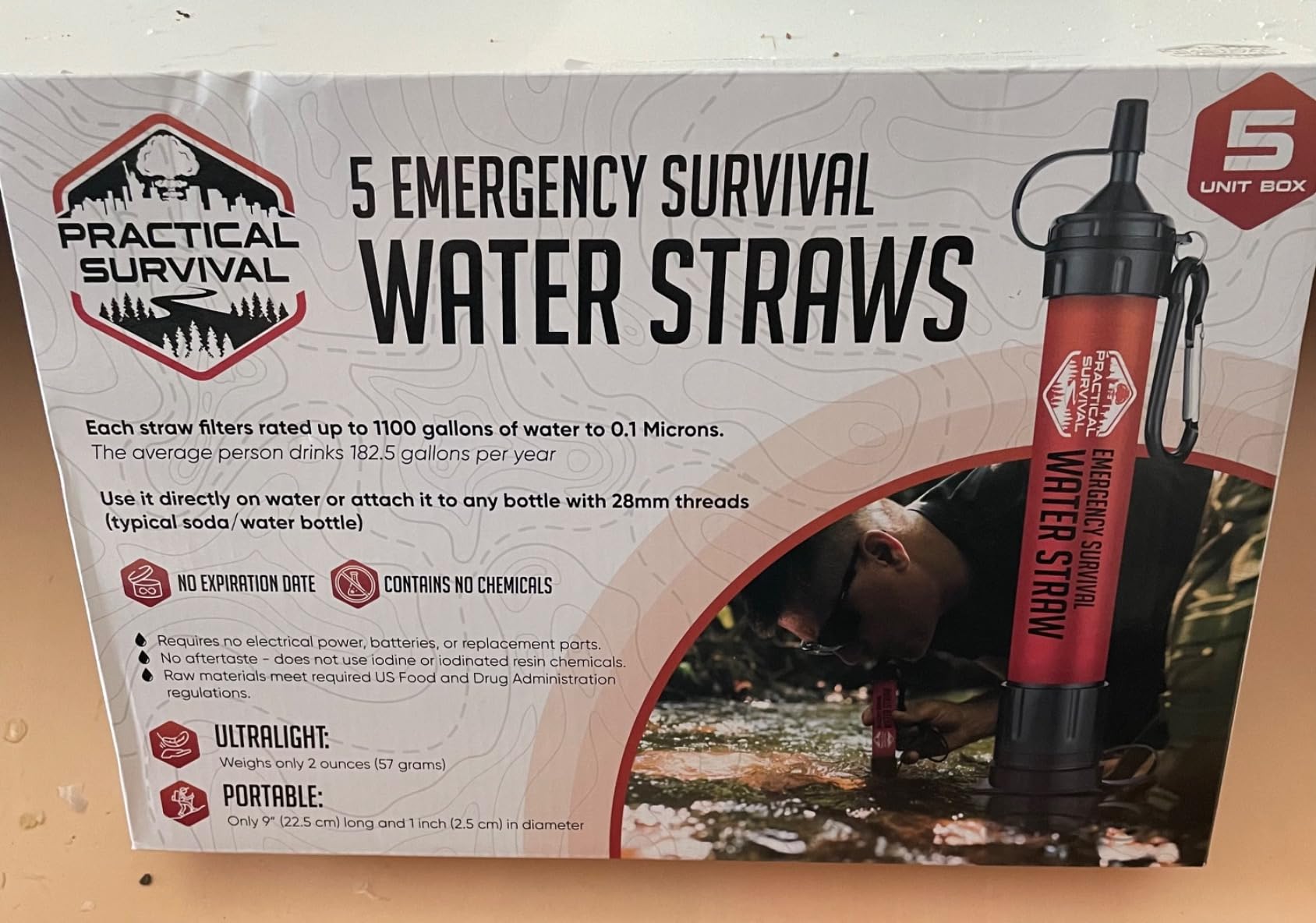5 High-Capacity Emergency Water Straws – Lightweight, Reusable, 1800-gallon Filters for Camping, Hiking, Travel, Biking, Survival, and Emergency Preparedness - No Expiration Date - Practical Survival customer photo 1