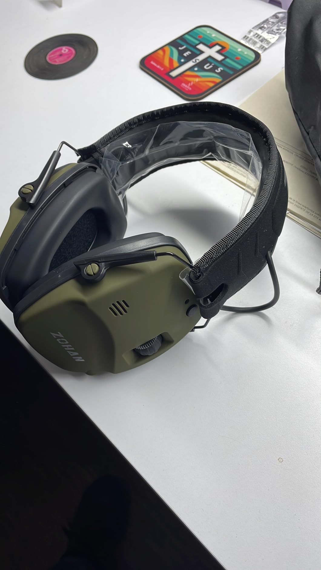 ZOHAN 035 Bluetooth 6.0 Shooting Ear Protection Earmuff, Active Noise Canceling, Hearing Protection with Sound Amplification (Green Bluetooth) customer photo 1