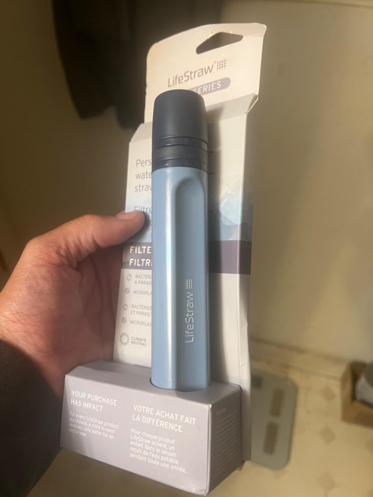 LifeStraw Peak Series Personal Water Filter for Hiking, Camping, Travel, and Emergency Preparedness, 1 Pack, Mountain Blue customer photo 1