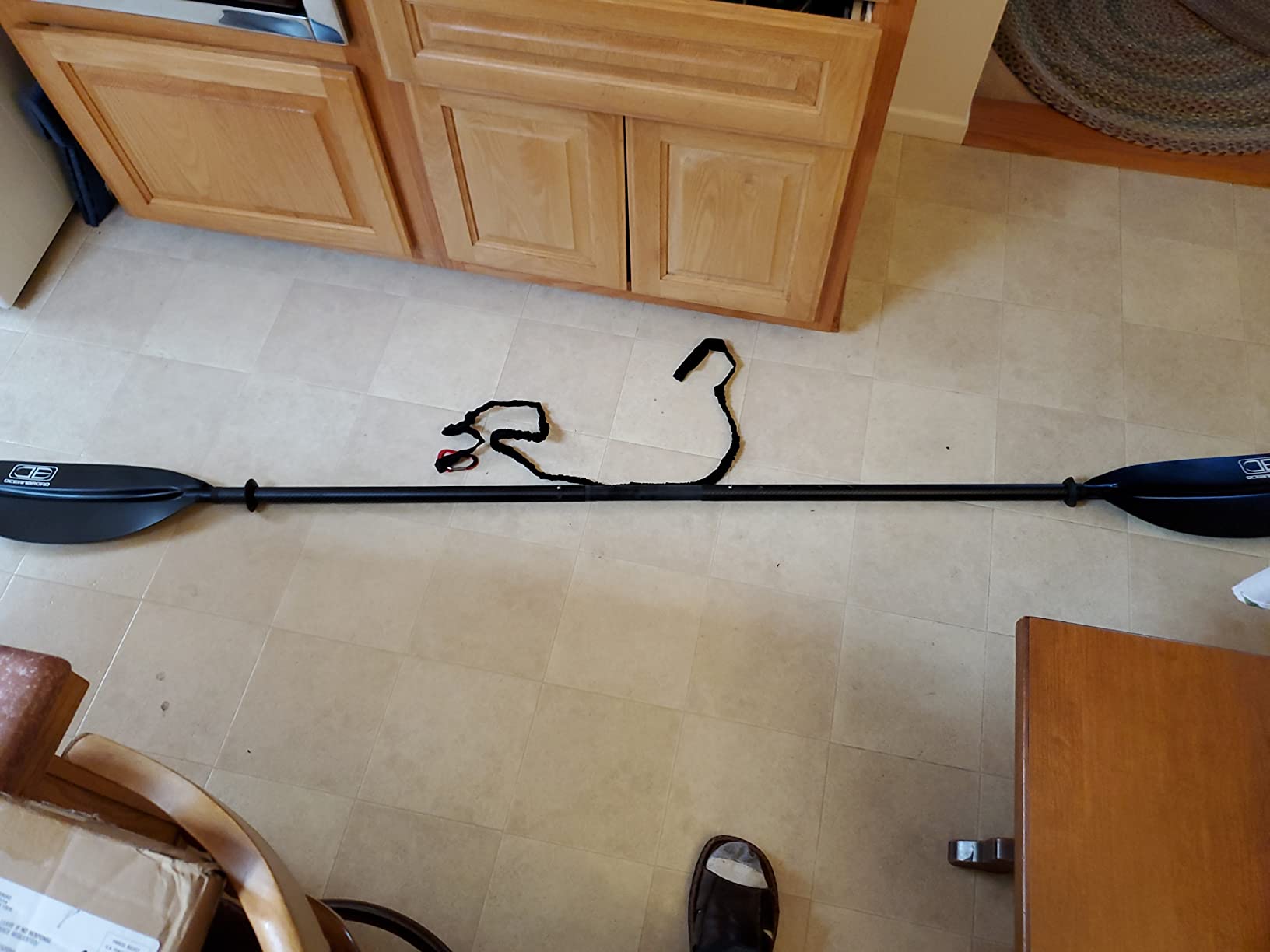 OCEANBROAD Adjustable Carbon Fiber Kayak Paddle 86in/220cm to 94in/240cm Kayaking Oar for Adults with Paddle Leash customer photo 1