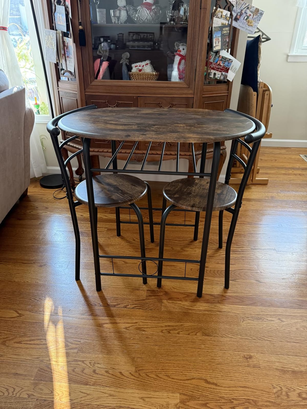 JUMMICO 3-Piece Wooden Round Table & Chair Set (Walnut/Black) customer photo 2