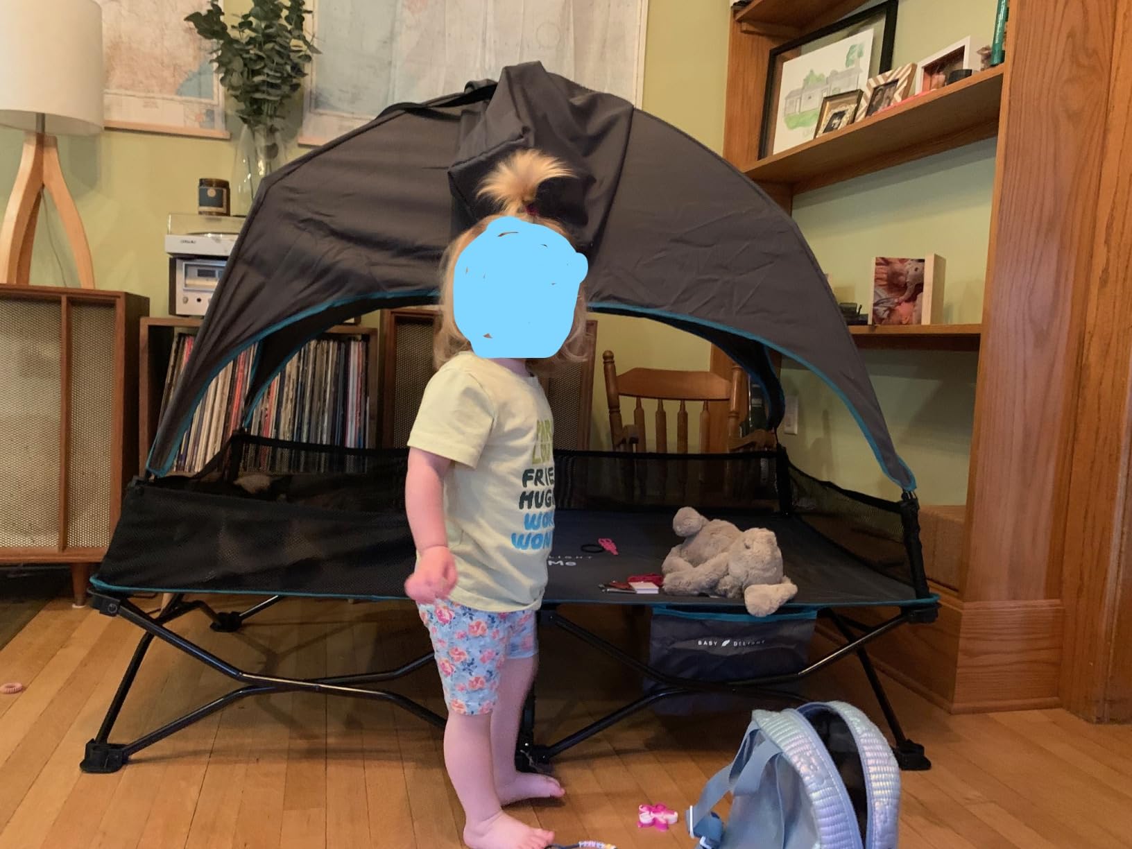 Baby Delight Go with Me Bungalow Deluxe Portable Cot, Grey | Toddler Travel Bed, Indoor and Outdoor, Removable Sun Canopy, Sturdy Metal Frame, Safety Locks, Folds Up Easily customer photo 1