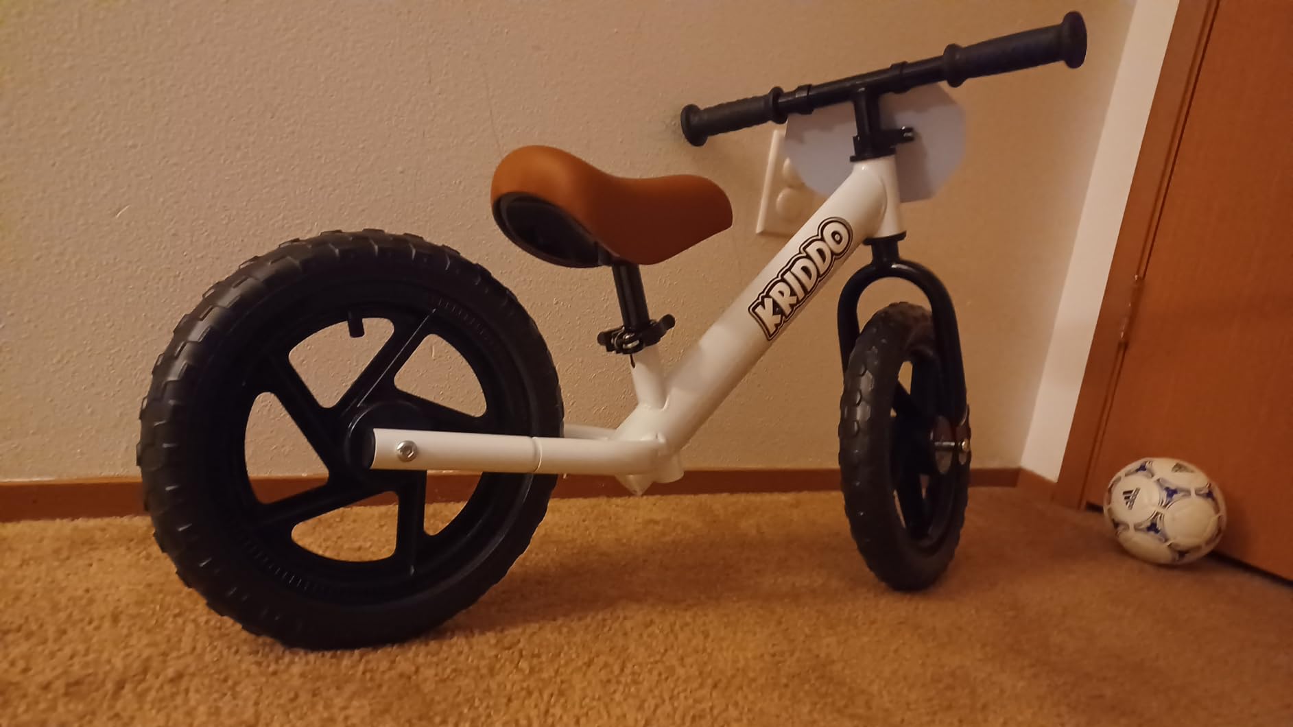 KRIDDO Toddler Balance Bike 2 Year Old, Gift for 2-3 Boys Girls, Adjustable | 2 Year Old Boy Birthday Gift, Easy to Assemble, Personalized Plate with 3 Sticker Sets, White customer photo 2