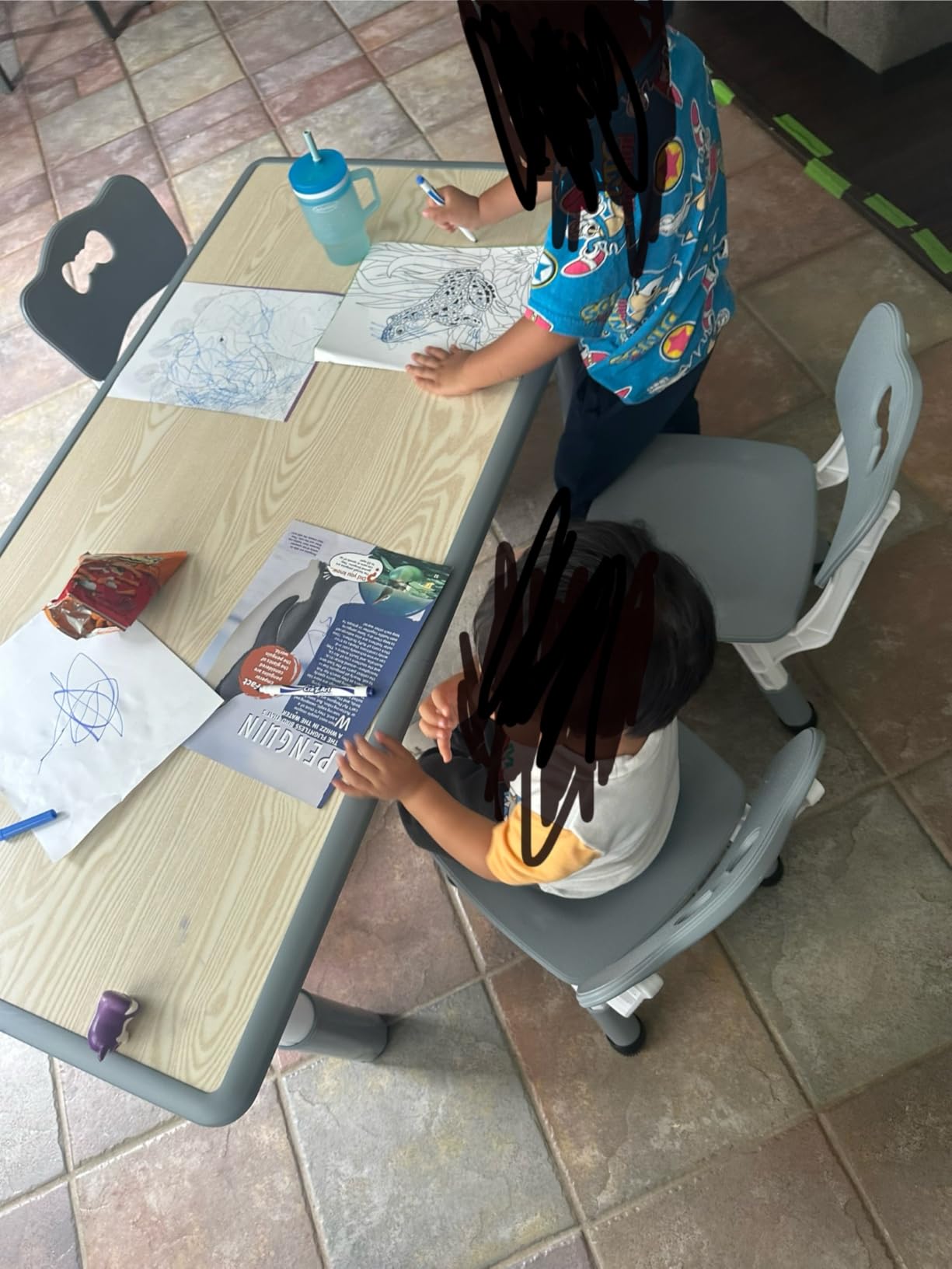 Brelley Height Adjustable Toddler Table and 4 Chairs Set, Beige | Table Supports 300 lbs, Graffiti Desktop, Non-Slip Legs, Classroom/Daycare/Home, Children Multi-Activity Table for Ages 3-8 customer photo 1