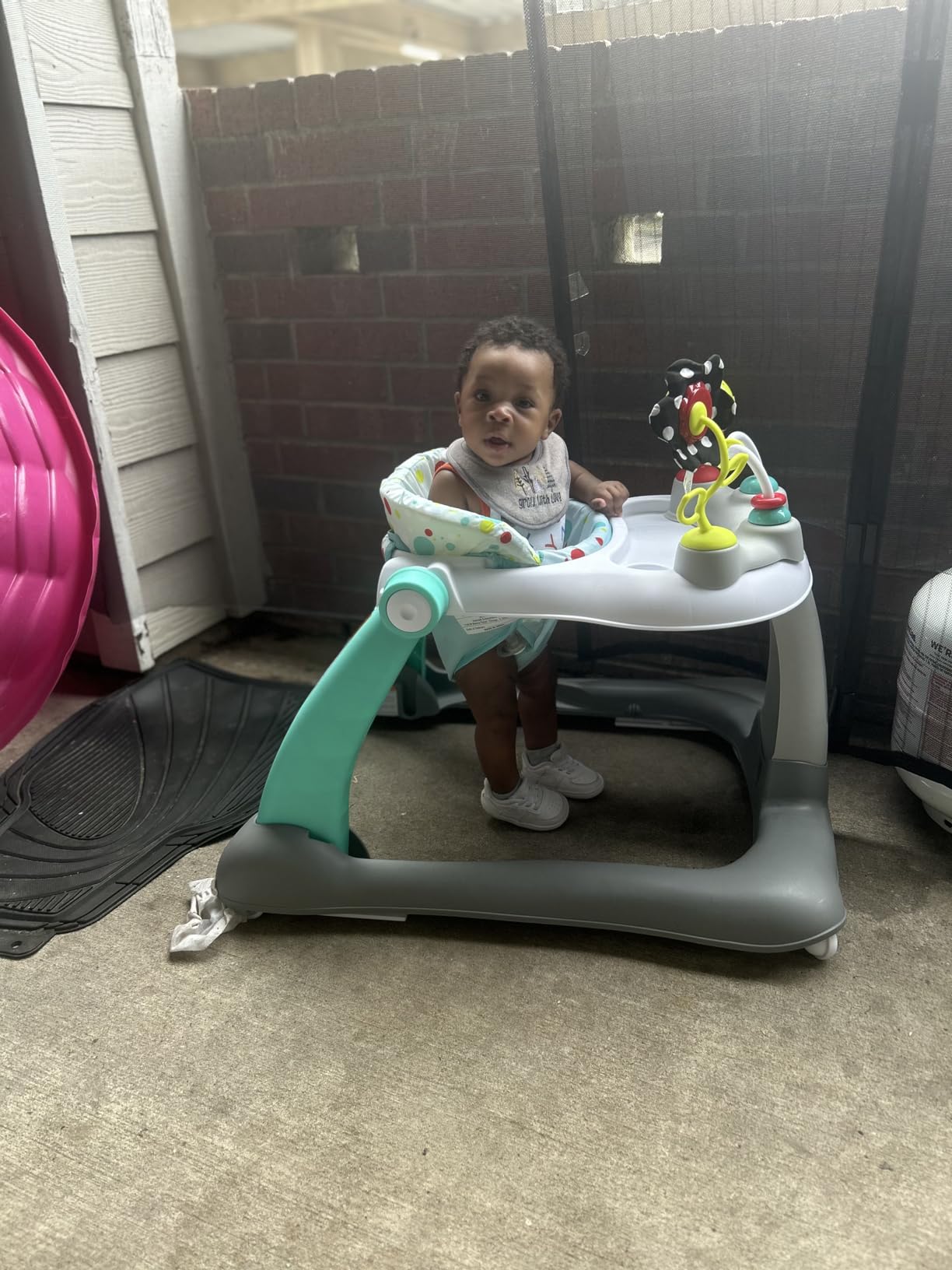 Kolcraft Tiny Steps 2 in 1 Foldable Infant and Baby Walker with Wheels, Seated or Walk Behind Activity Center, Entertaining Developmental Activities for Boys and Girls, Wide Base Sturdy Frame customer photo 2
