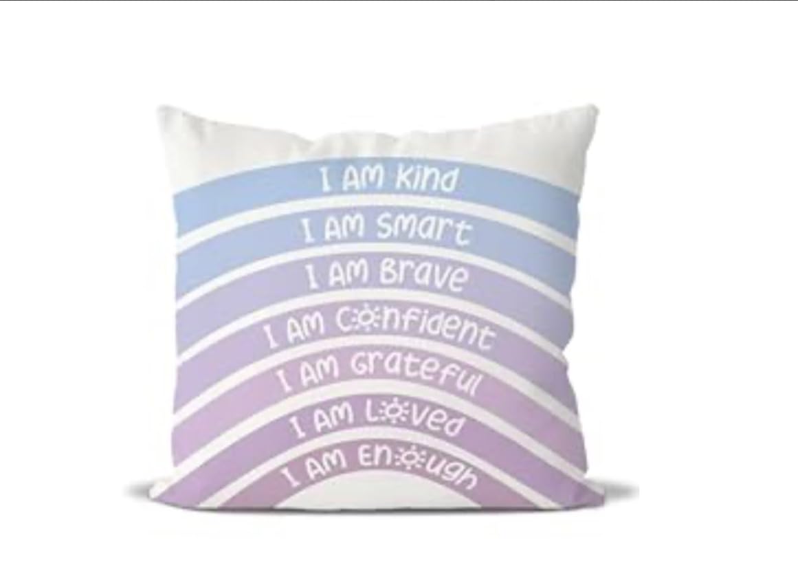 QIYUHOY Kids Classroom Reading Corner Rainbow Throw Pillow Covers, 18x18 in customer photo 1