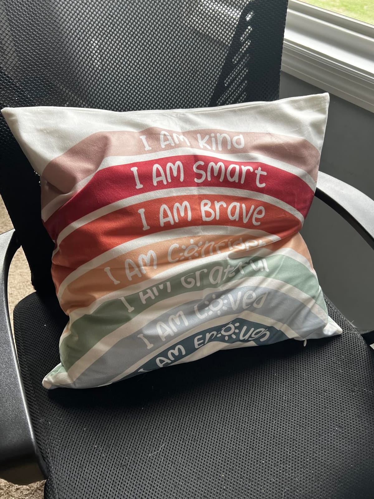 QIYUHOY Kids Classroom Reading Corner Rainbow Throw Pillow Covers, 18x18 in customer photo 2