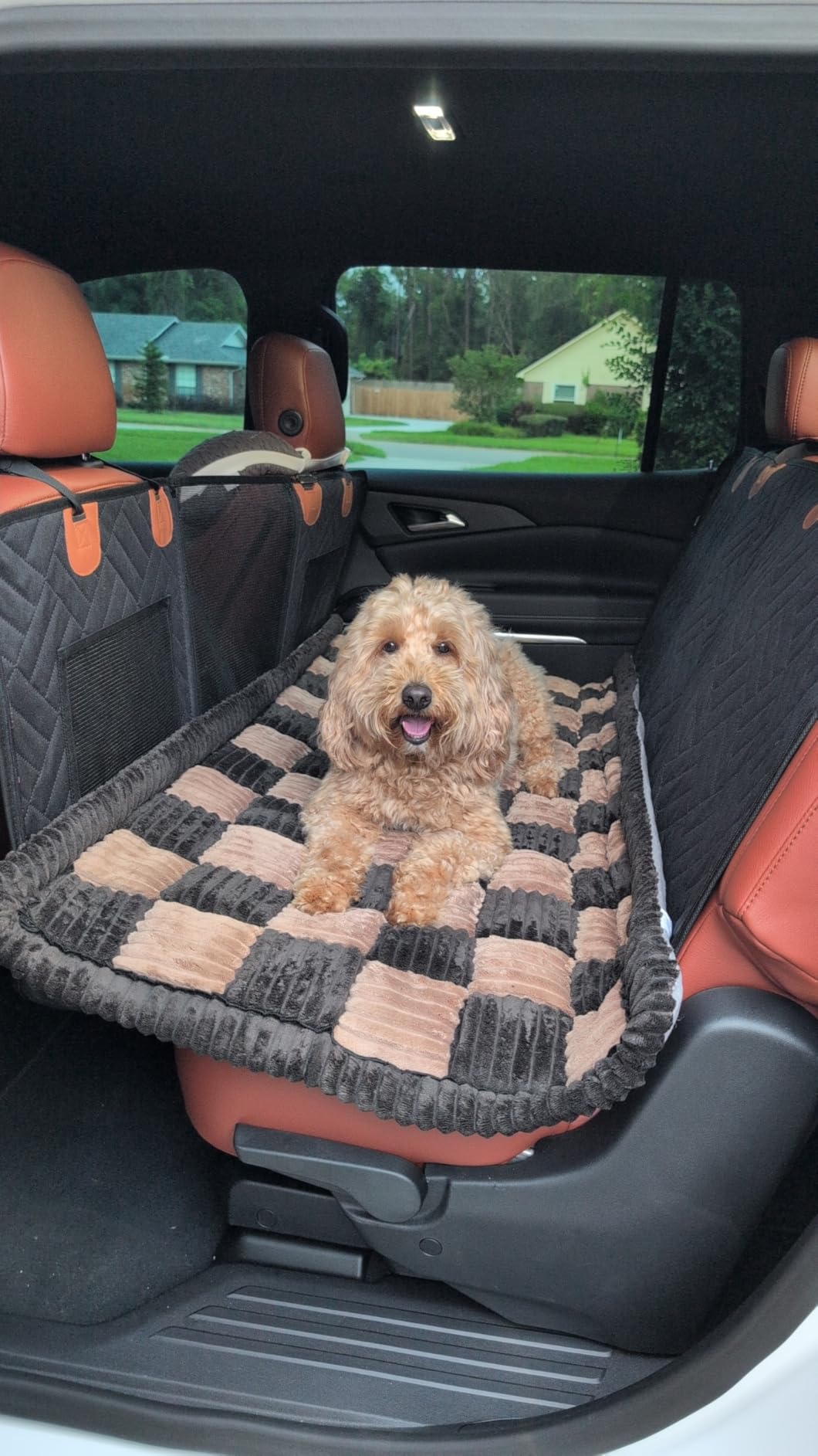 YJGF Hard Bottom Dog Car Seat Cover for Back Seat, Seat Extender for Dogs | Strong Support, More Rest Space, Waterproof, Scratch Resistant, Car Seat Protector, Dog Hammock for Car/SUV/Small Truck customer photo 2
