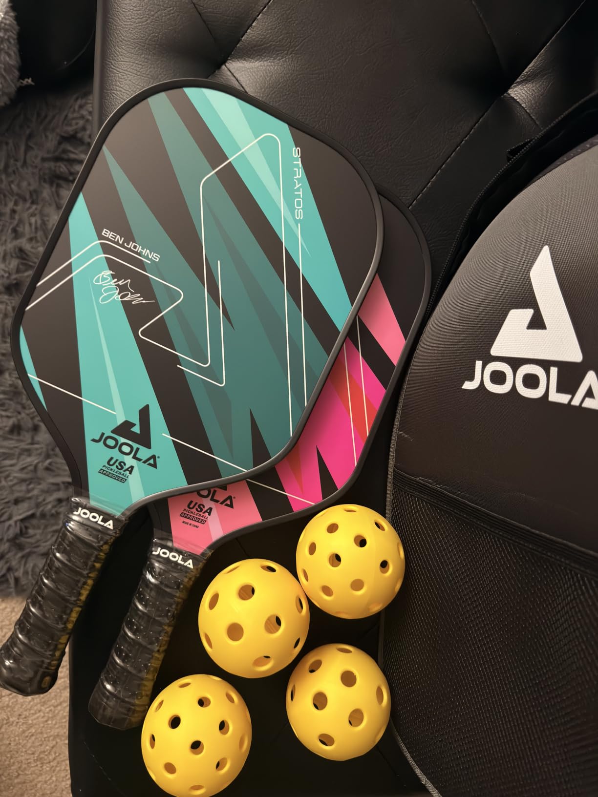 JOOLA Pickleball Paddles Set of 2 – Multiple Colors - Reinforced Fiberglass Surface – Lightweight, Durable, Beginner-Friendly Racket Design – Set Includes Balls & Bag – USAP Approved customer photo 1