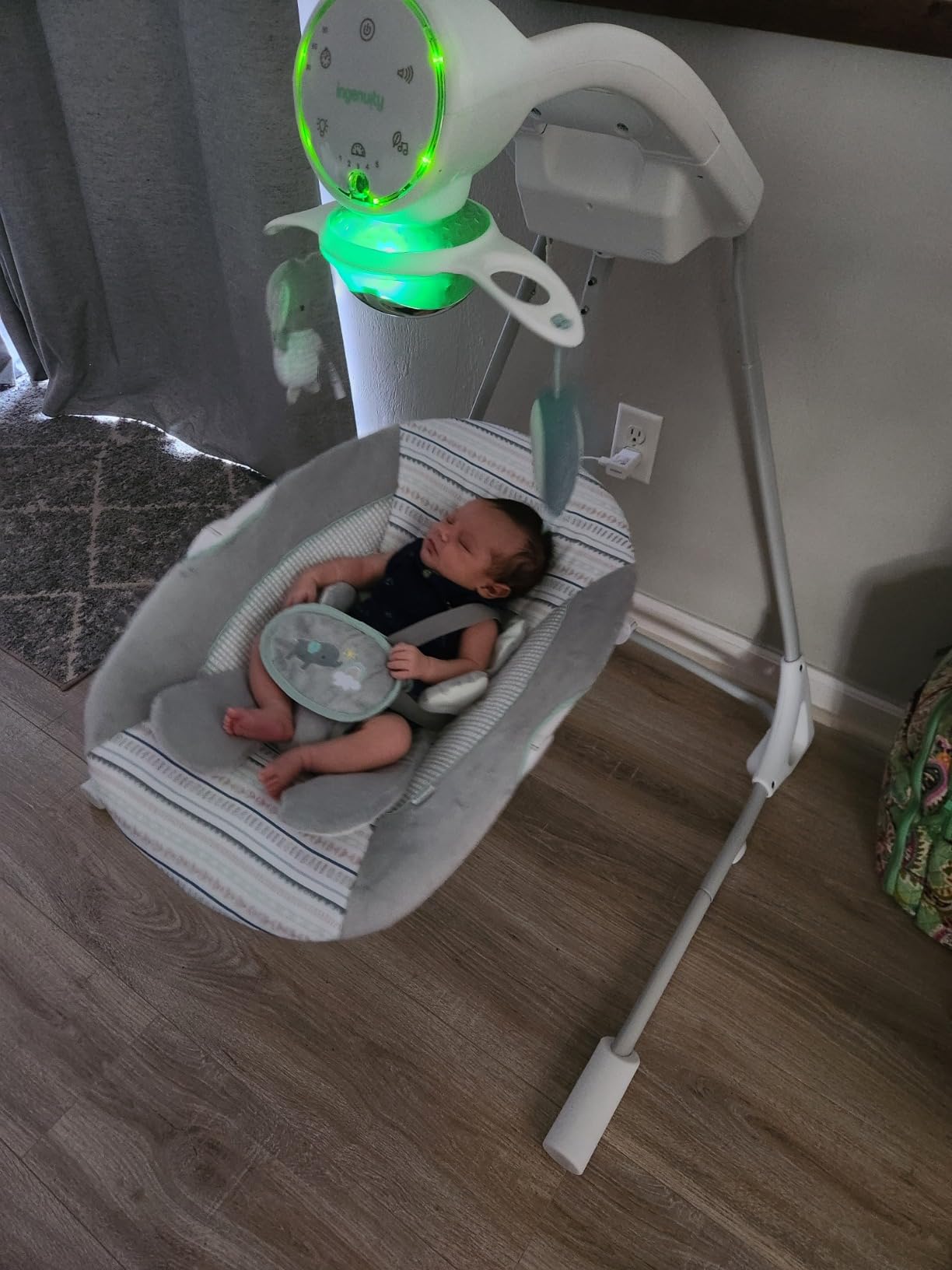 Ingenuity InLighten 5-Speed Baby Swing for Infant, Newborn to 9 Months, Owl | 180 Rotation & Swings 3 Ways, Lightup Mobile Projects Light Show, 3 Timer Modes, 20 Soothing Melodies, Max Weight 20 lbs customer photo 2